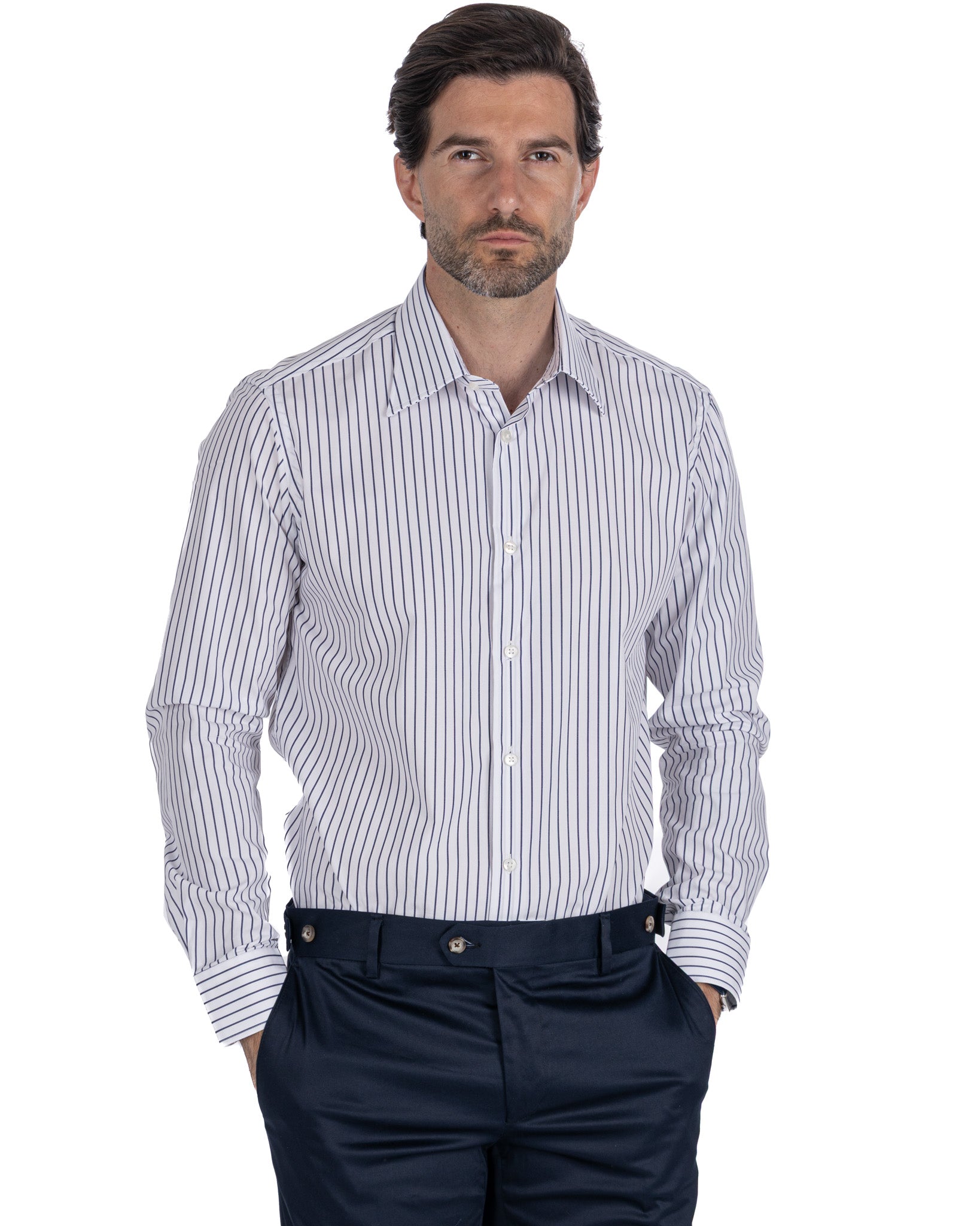 Walther - camicia righe blu in cotone