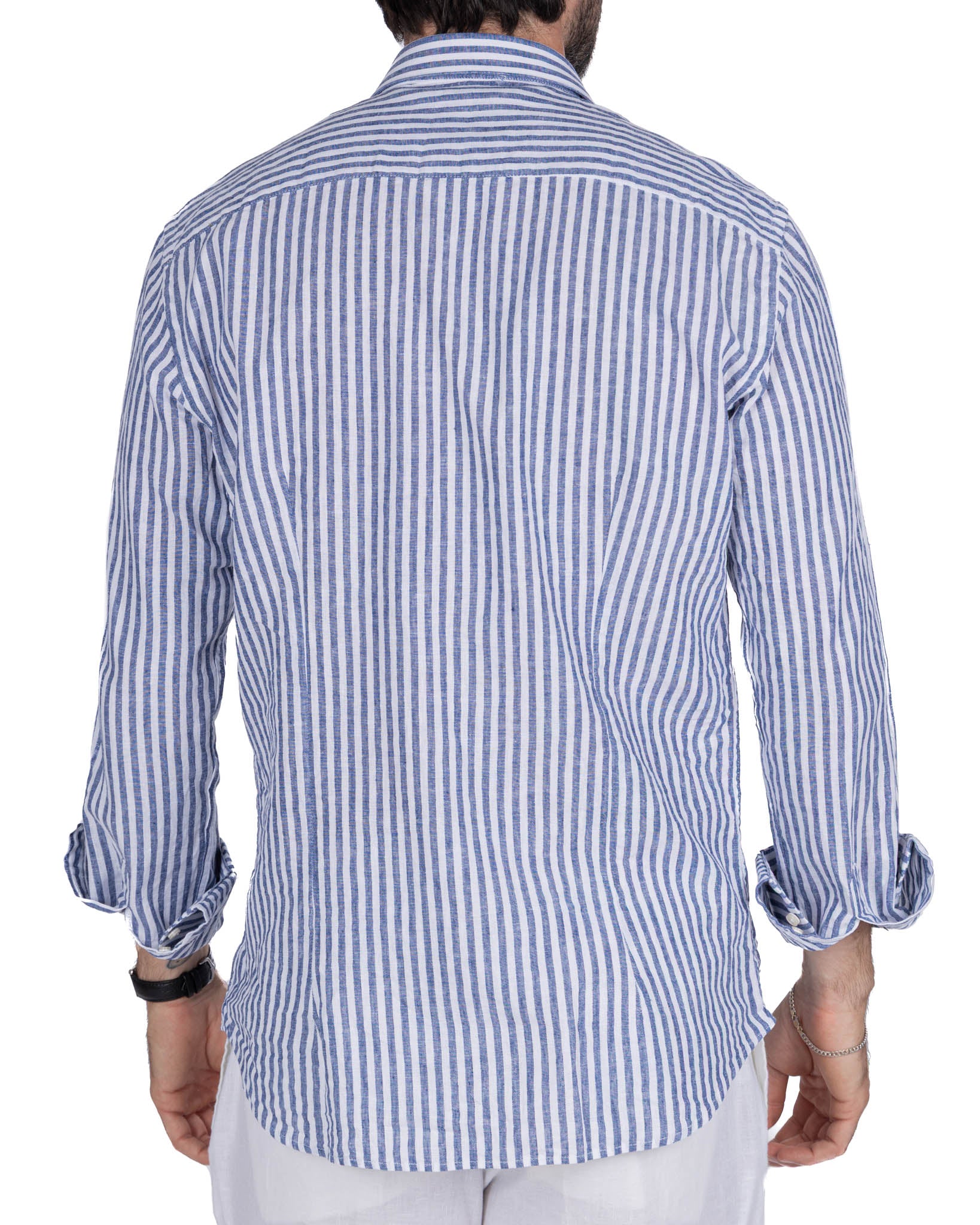 Cassis - chemise en lin mélangé à rayures bleues