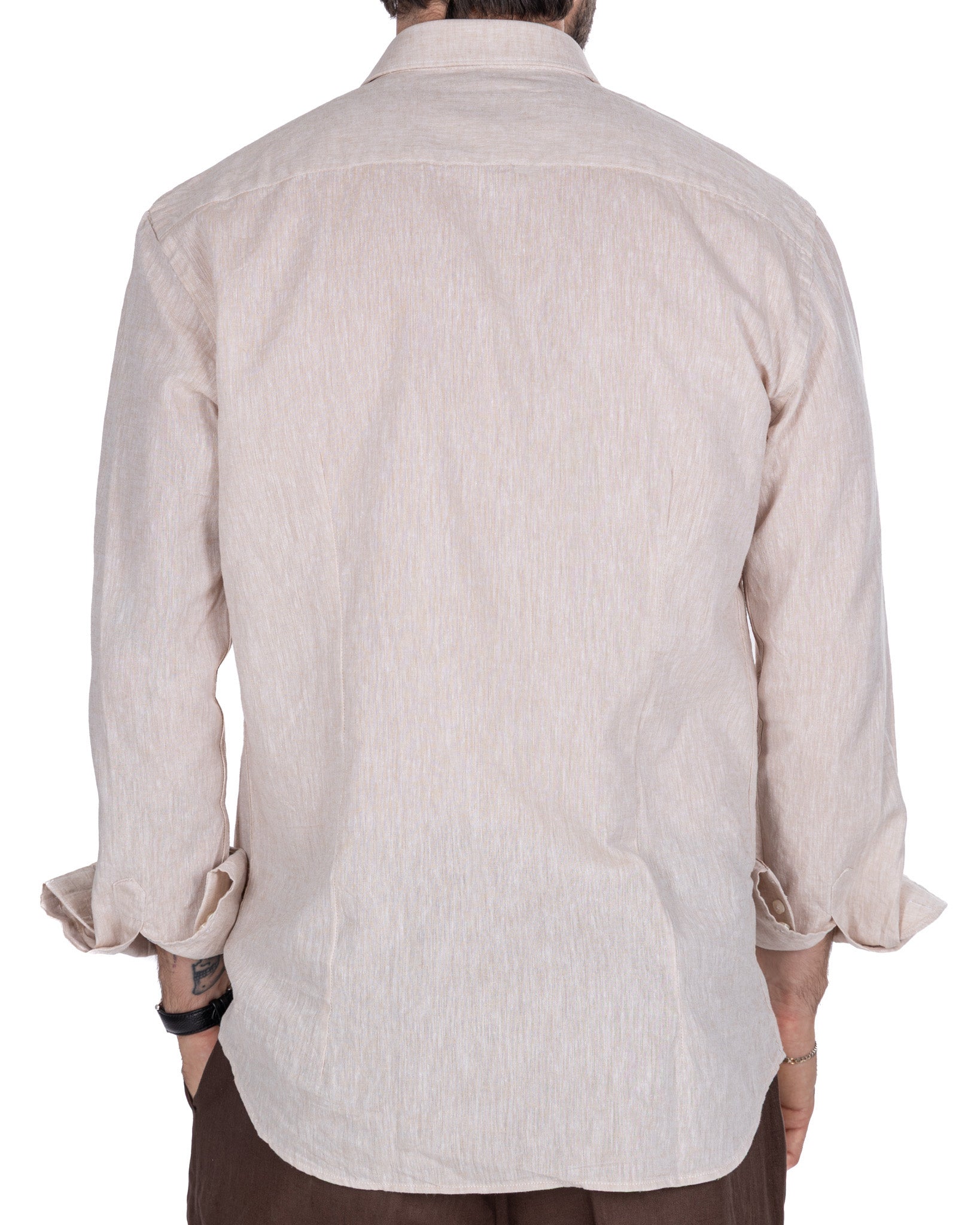 Rennes - beige melange linen blend shirt