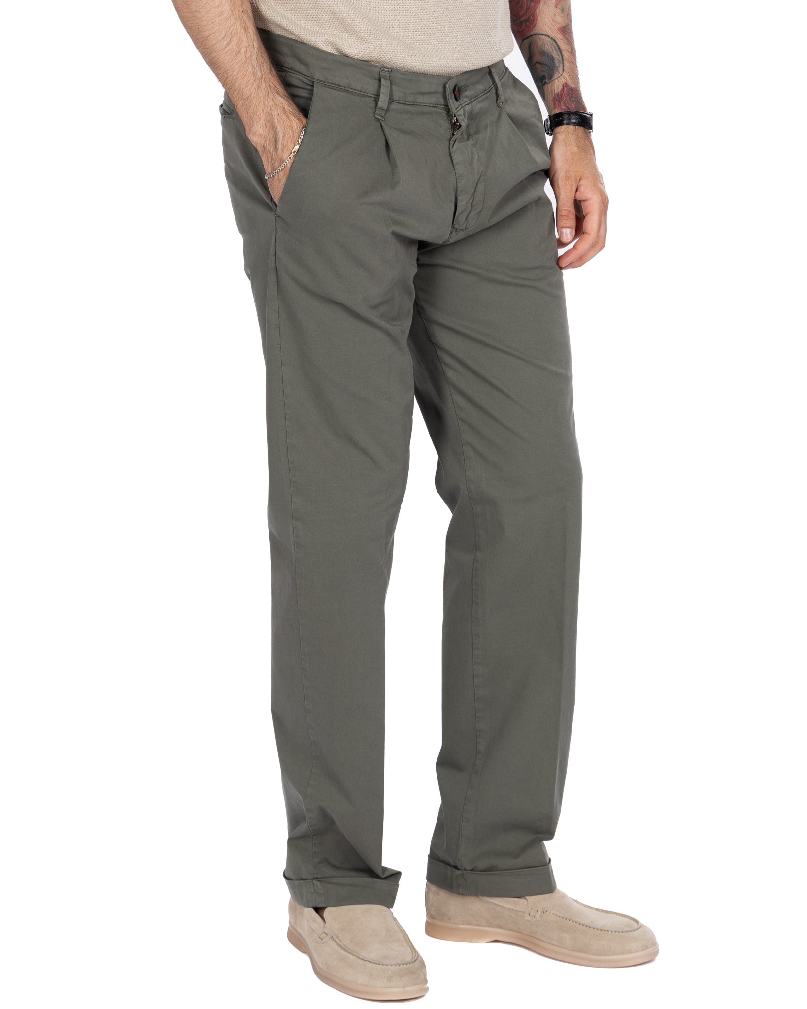 Seath - Pantalon militaire en coton à jambe large