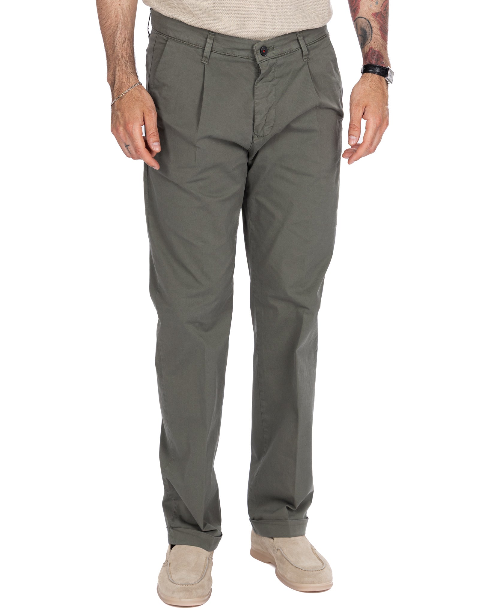 Seath - Pantalon militaire en coton à jambe large