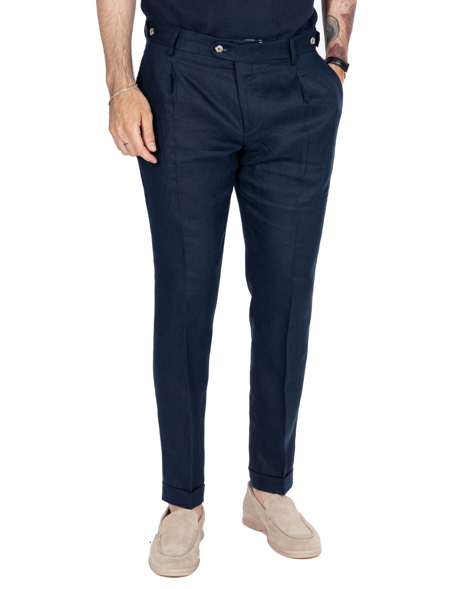 Lev - pantalon pur lin bleu