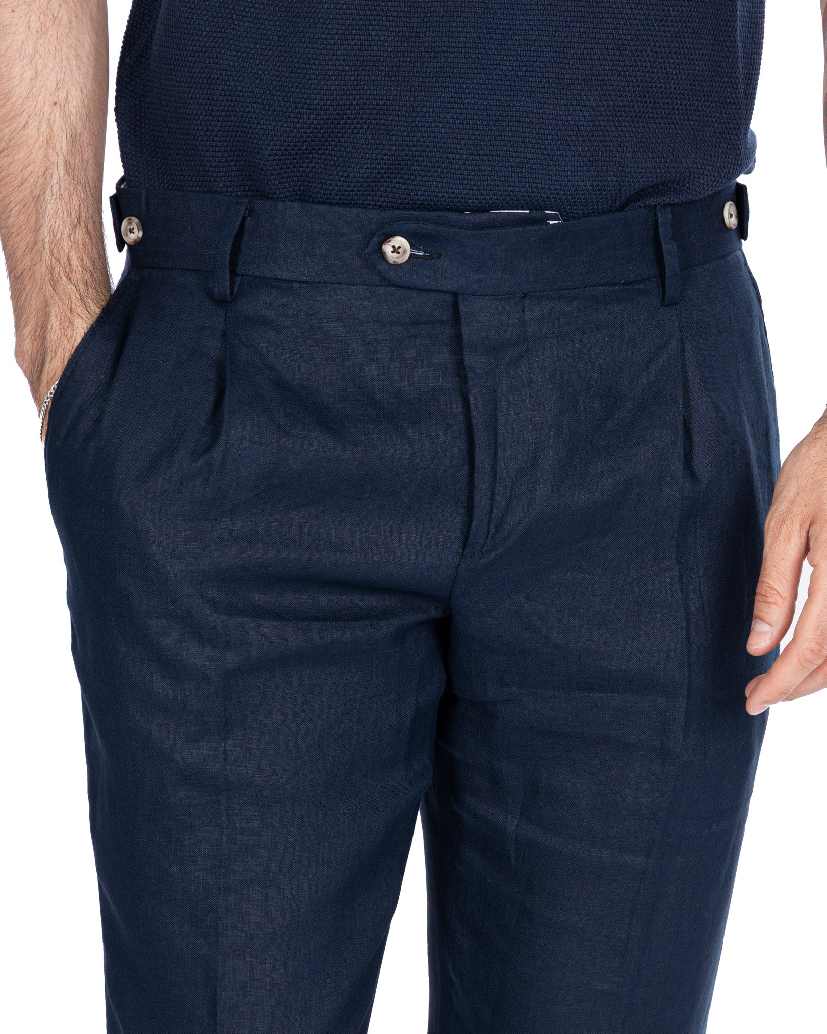 Lev - pantalon pur lin bleu