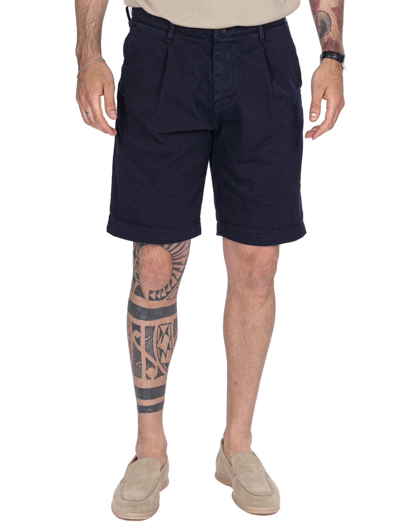 Easton - bermuda blu vita alta con pinces