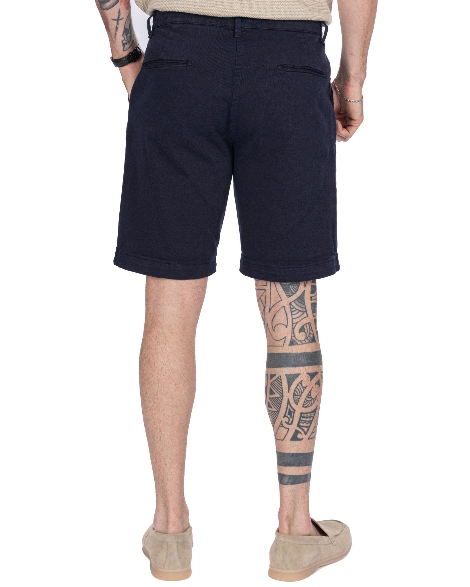Easton - bermuda blu vita alta con pinces