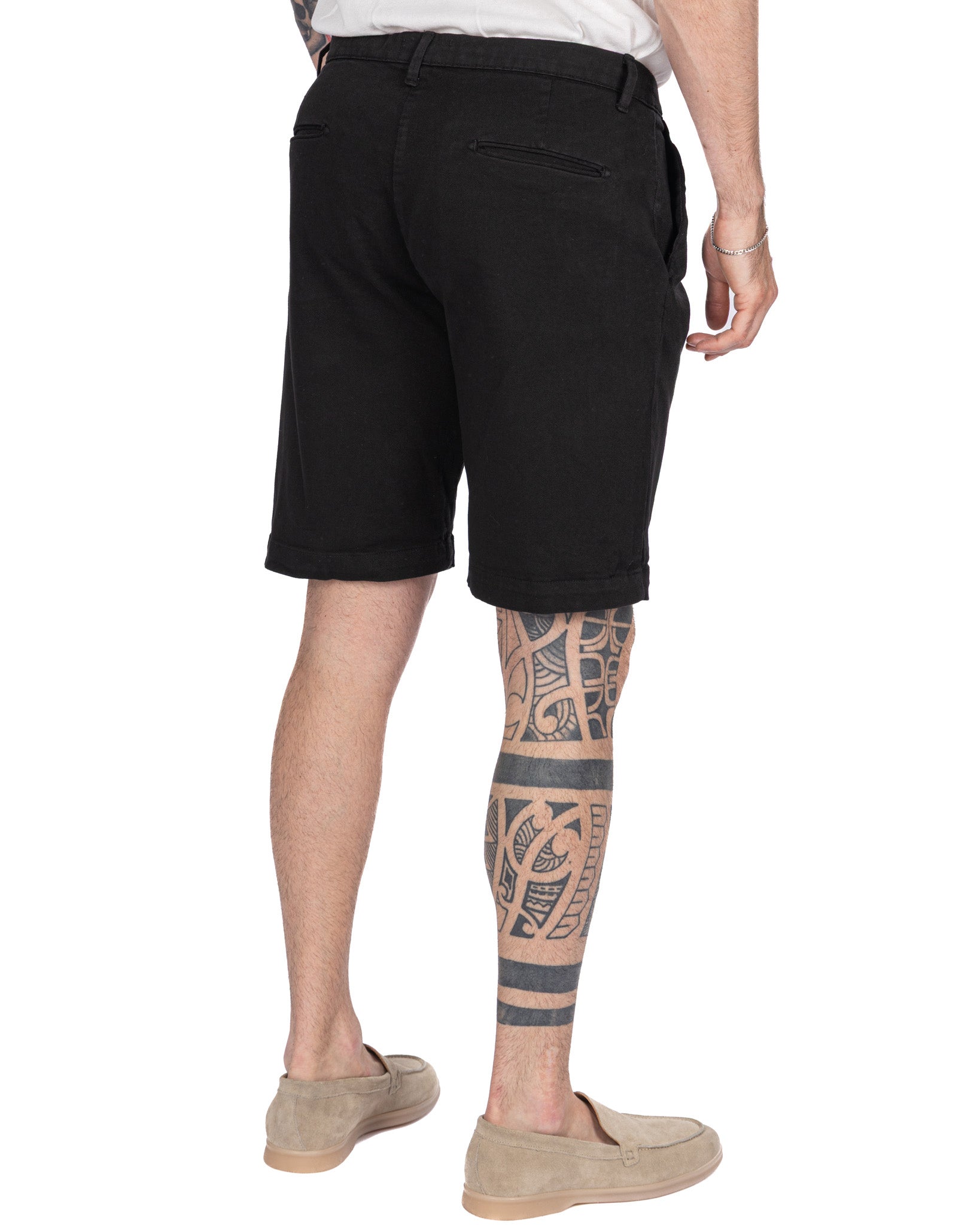 Easton - bermuda nero vita alta con pinces