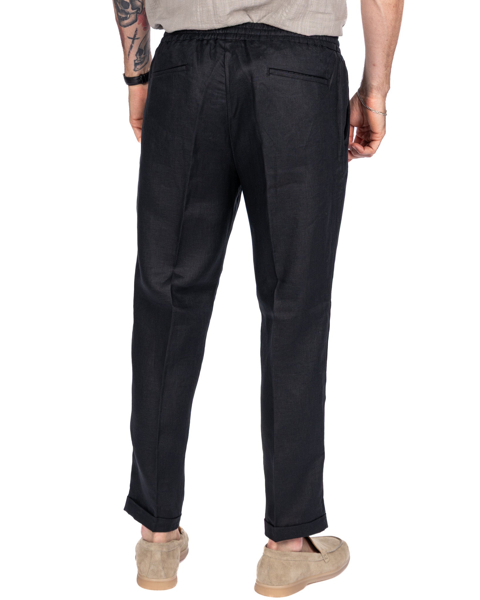 Cary - pantalon en pur lin noir