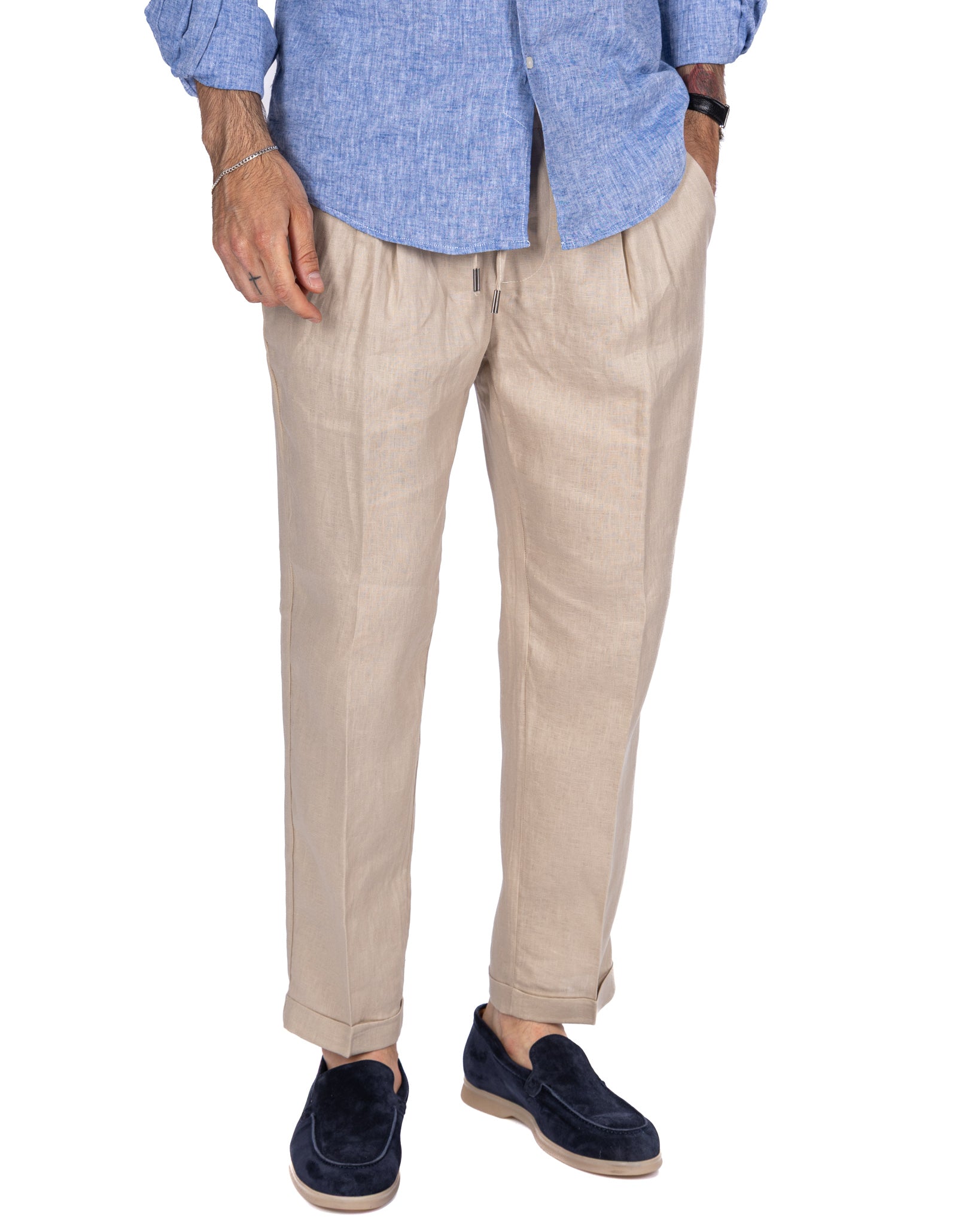 Cary - pantalon ficelle pur lin