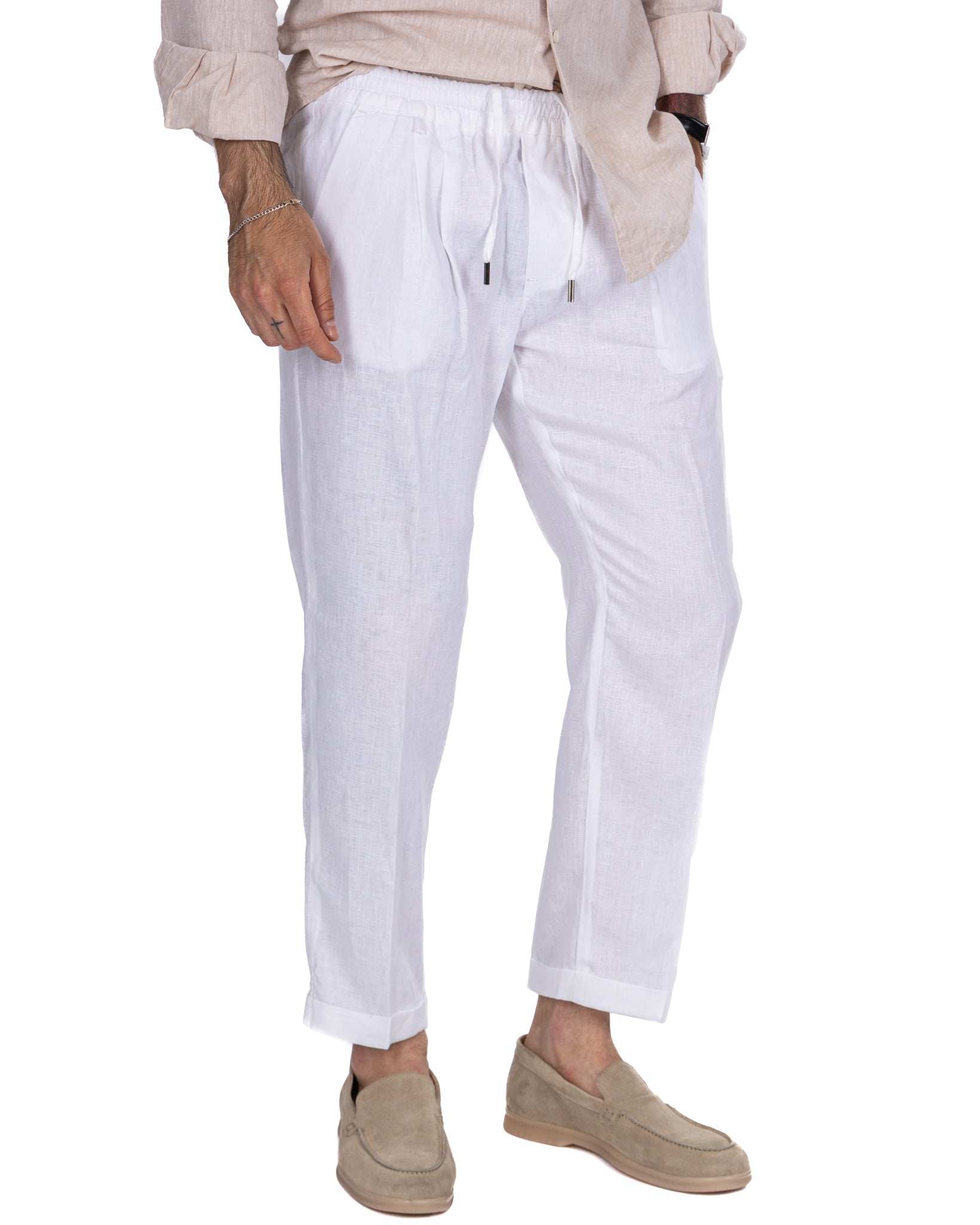 Cary - pantalon en pur lin blanc