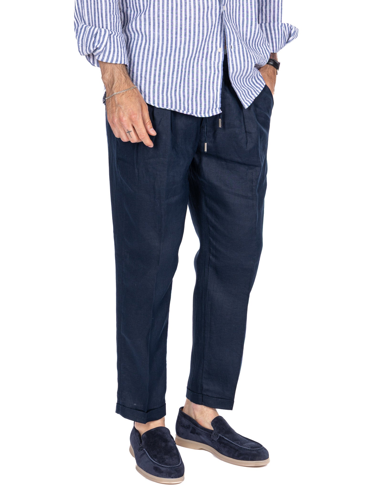 Cary - pantalon pur lin bleu