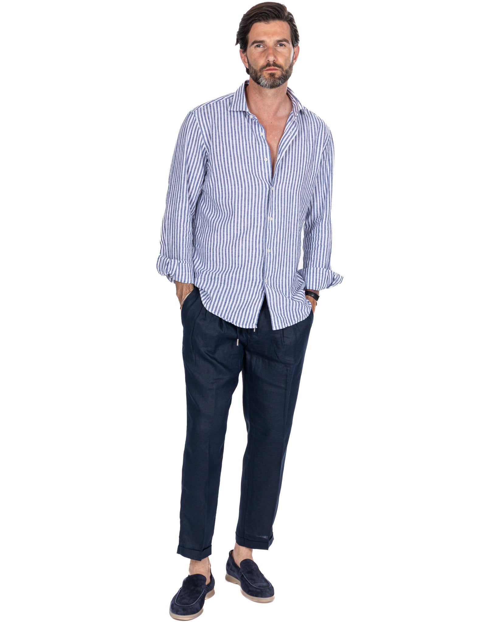 Cary - pantalon pur lin bleu