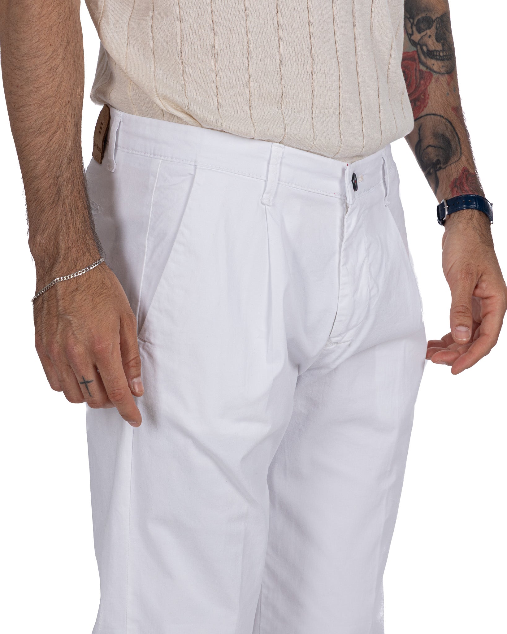 Seath - white wide cotton trousers
