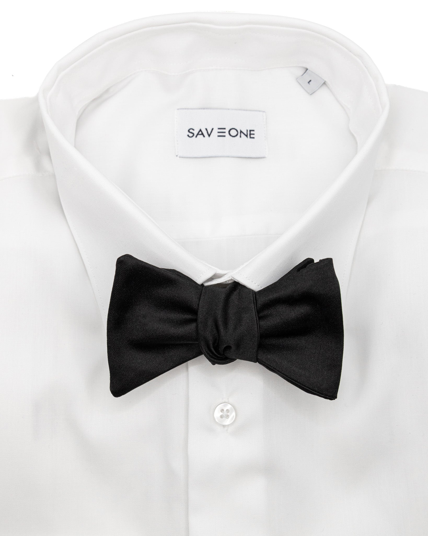 Loose black silk bow tie