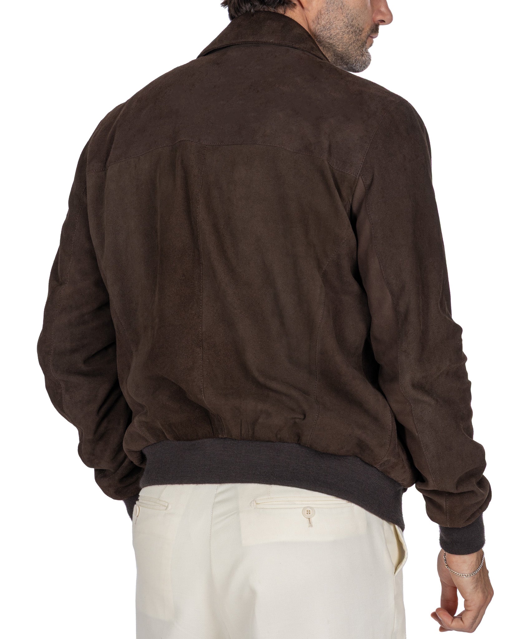 Giacca con zip scamosciata moro