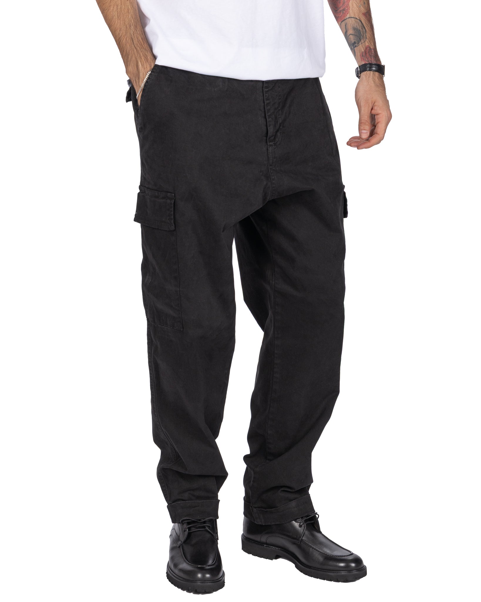 Pantalon cargo en coton noir Kodak