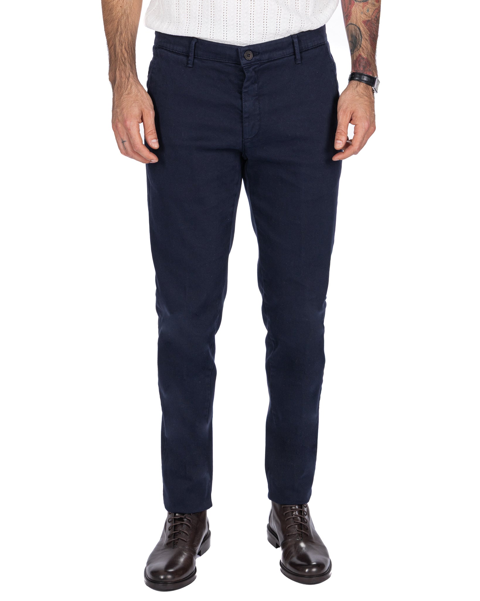 Jack trousers in blue textured cotton