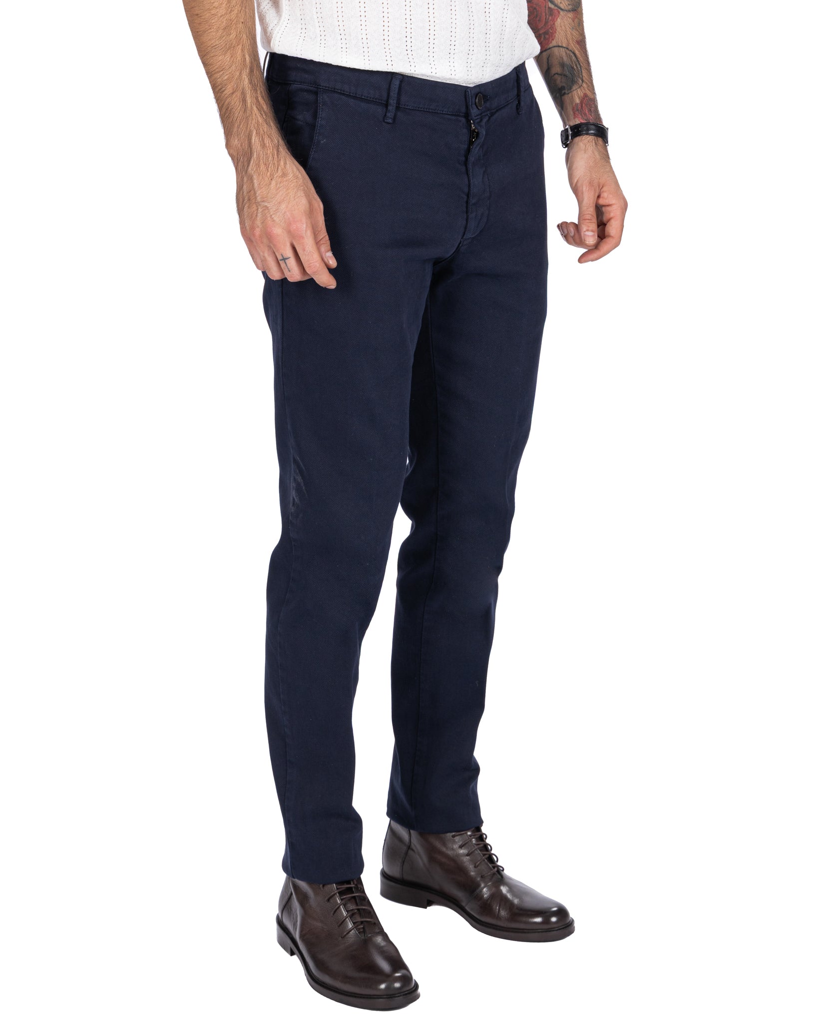 Pantalon Jack en coton texturé bleu