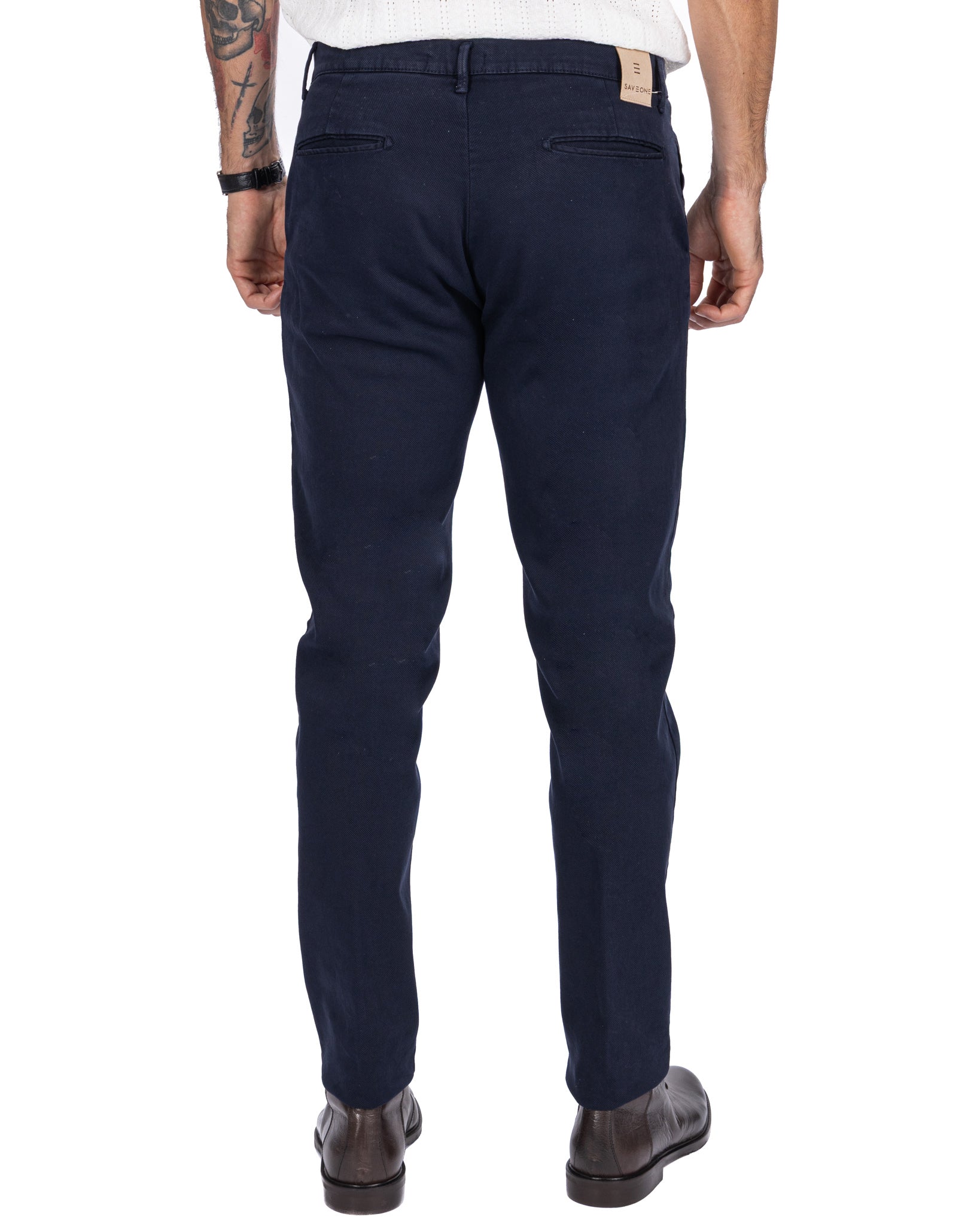 Pantalon Jack en coton texturé bleu
