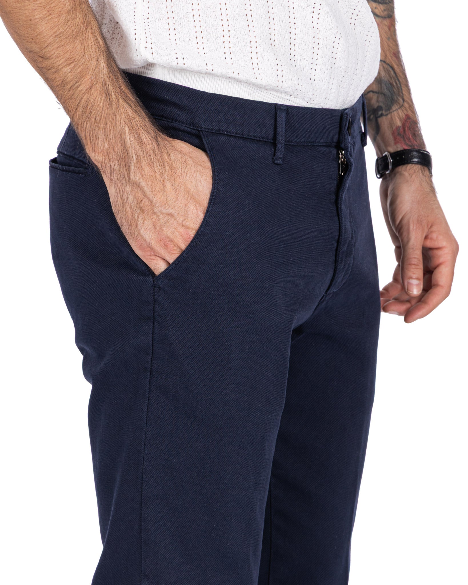 Jack trousers in blue textured cotton