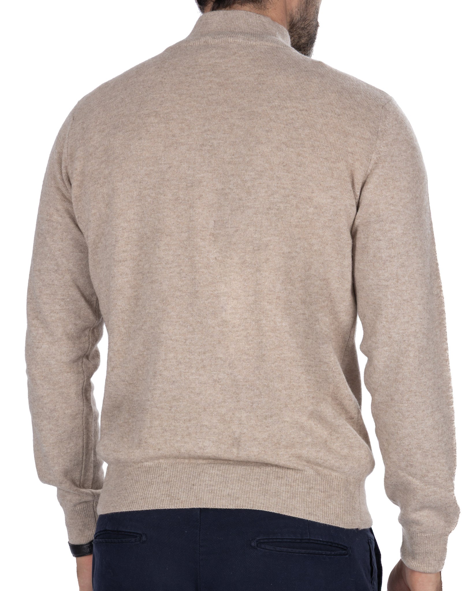 Rory zip-up turtleneck sweater in sand cashmere blend
