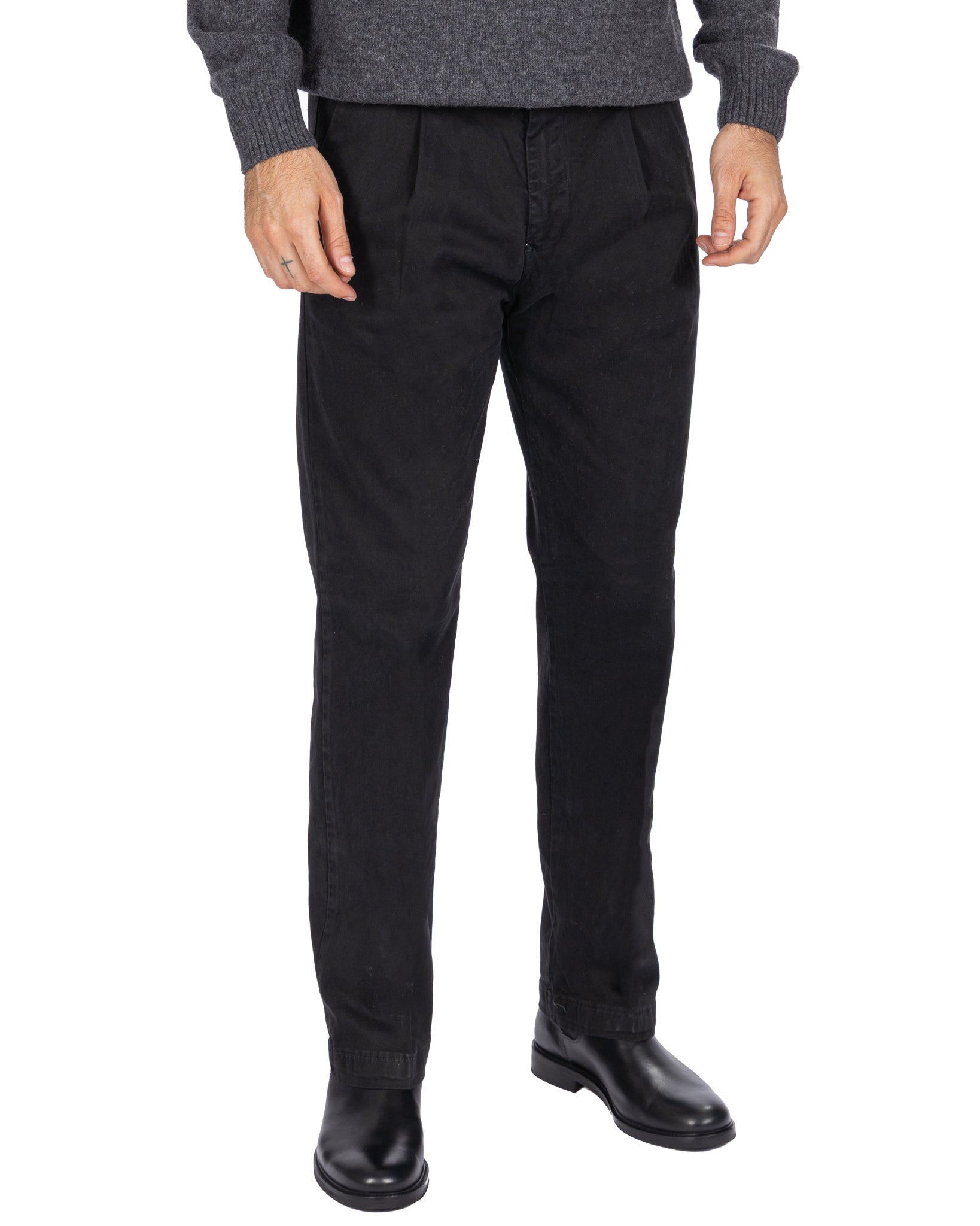 Seath - Pantalon large en coton noir