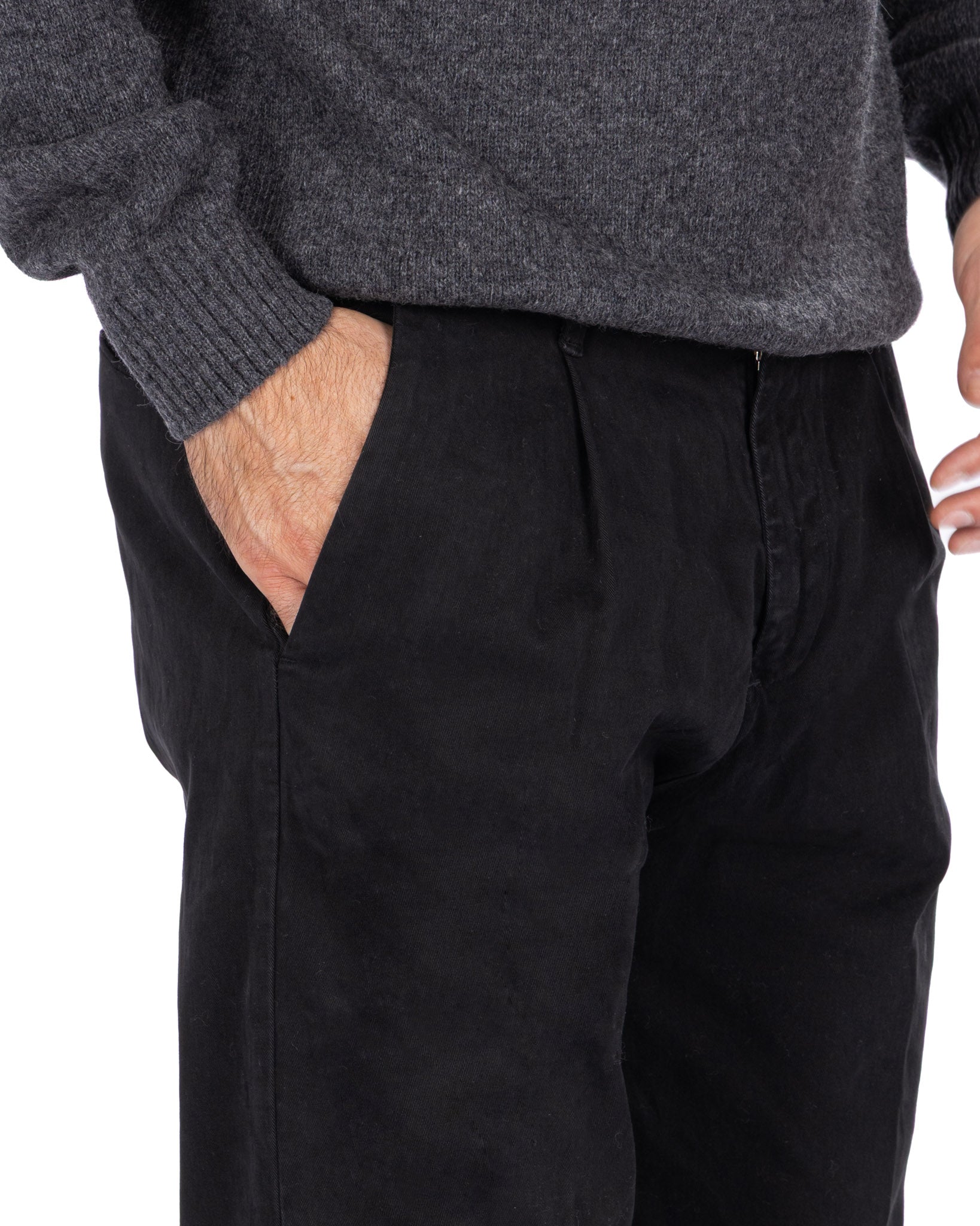 Seath - black wide cotton trousers