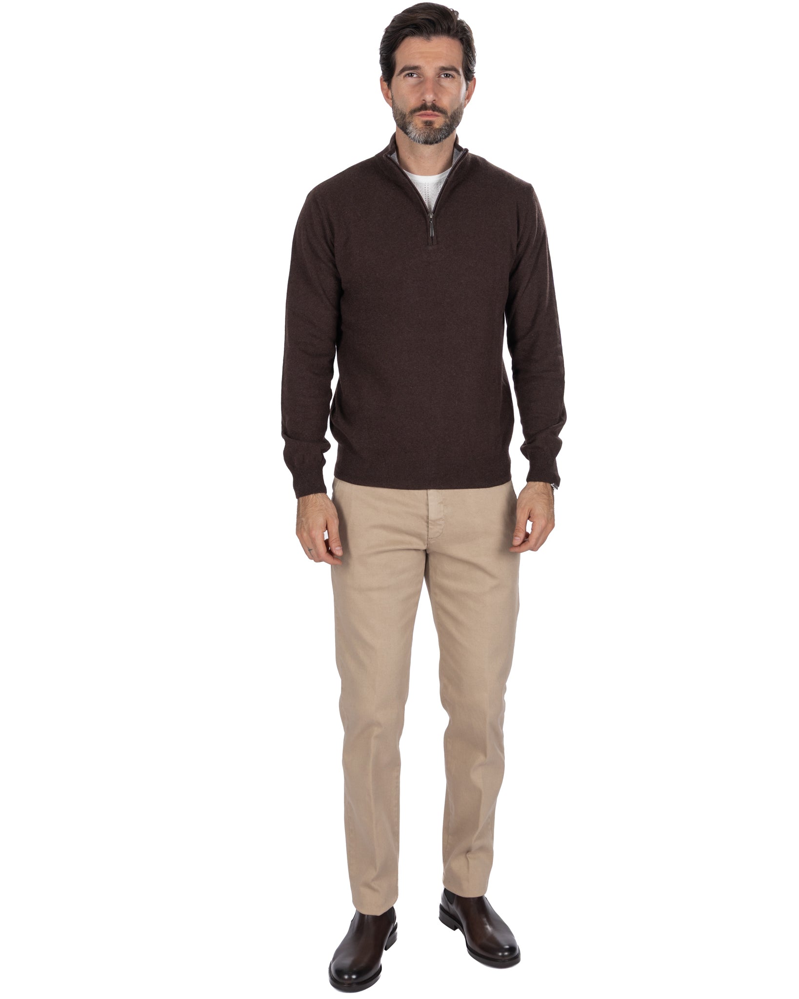 Rory zip-up turtleneck sweater in dark cashmere blend
