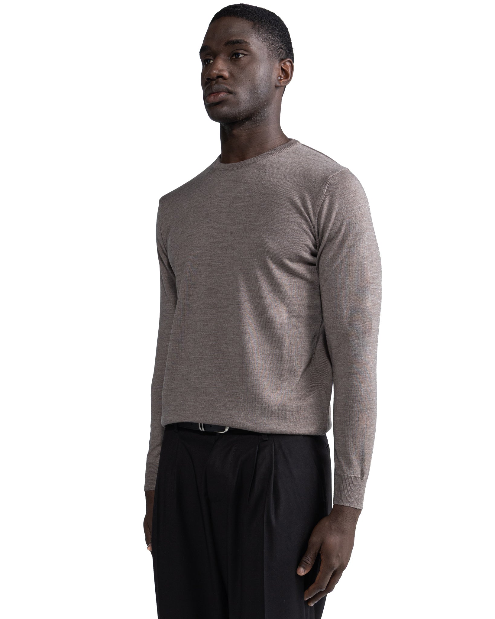 Furore crewneck in merino wool Tollegno sand