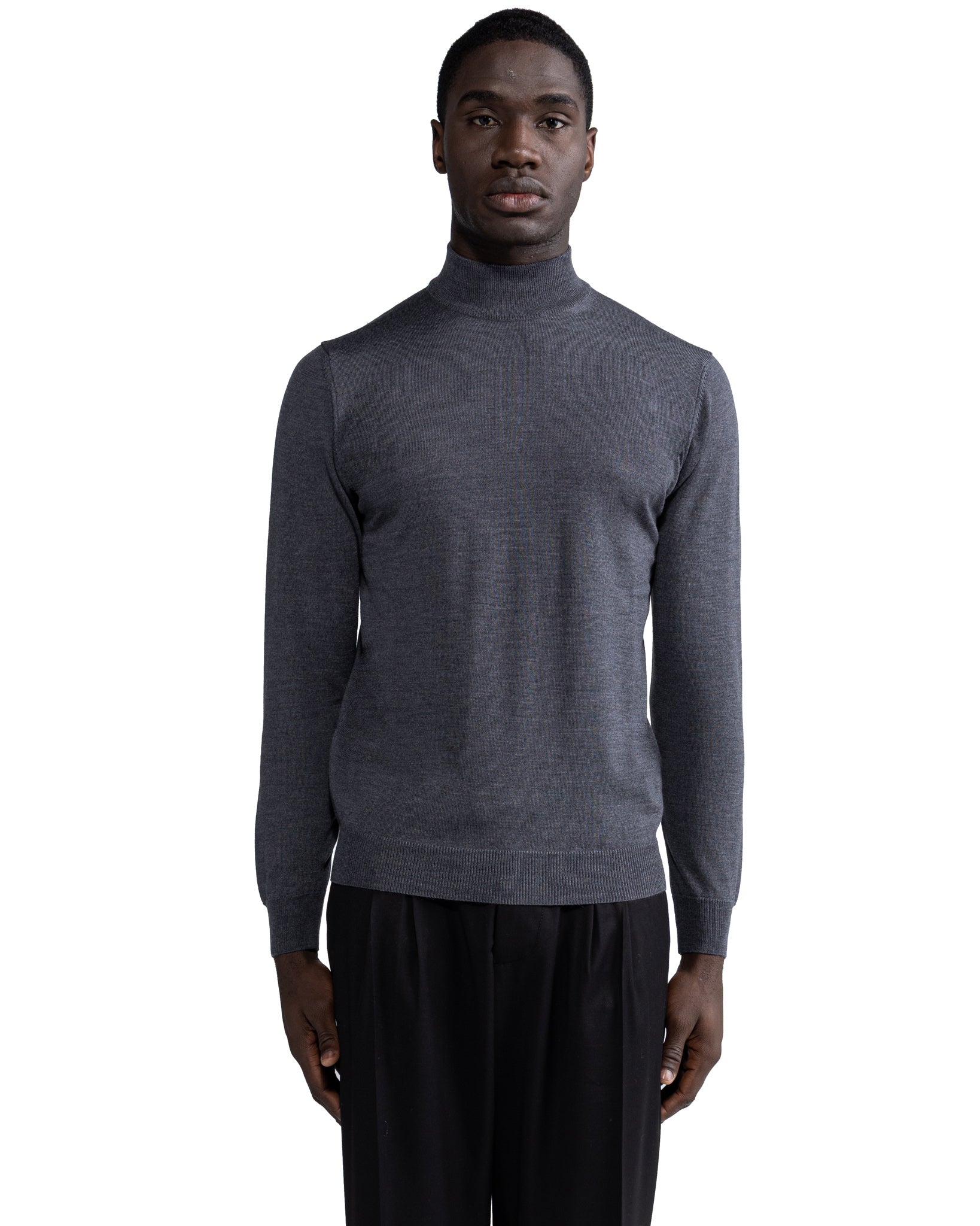 Ancona polo shirt in grey Tollegno wool