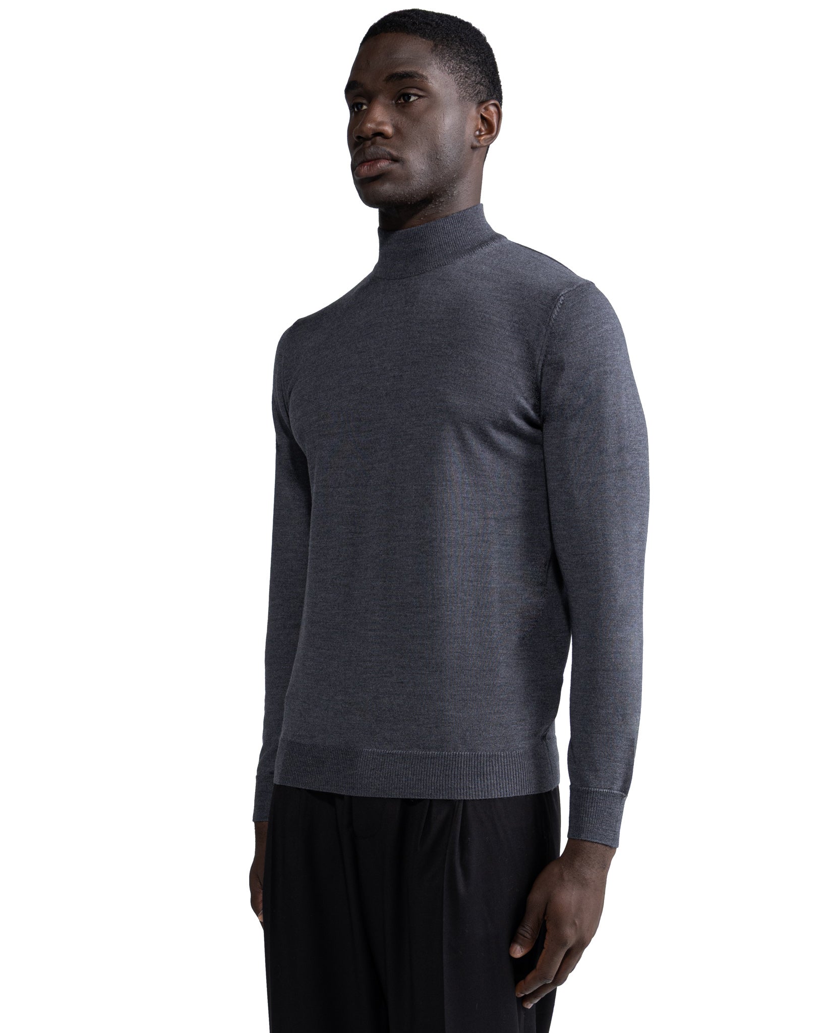 Ancona polo shirt in grey Tollegno wool