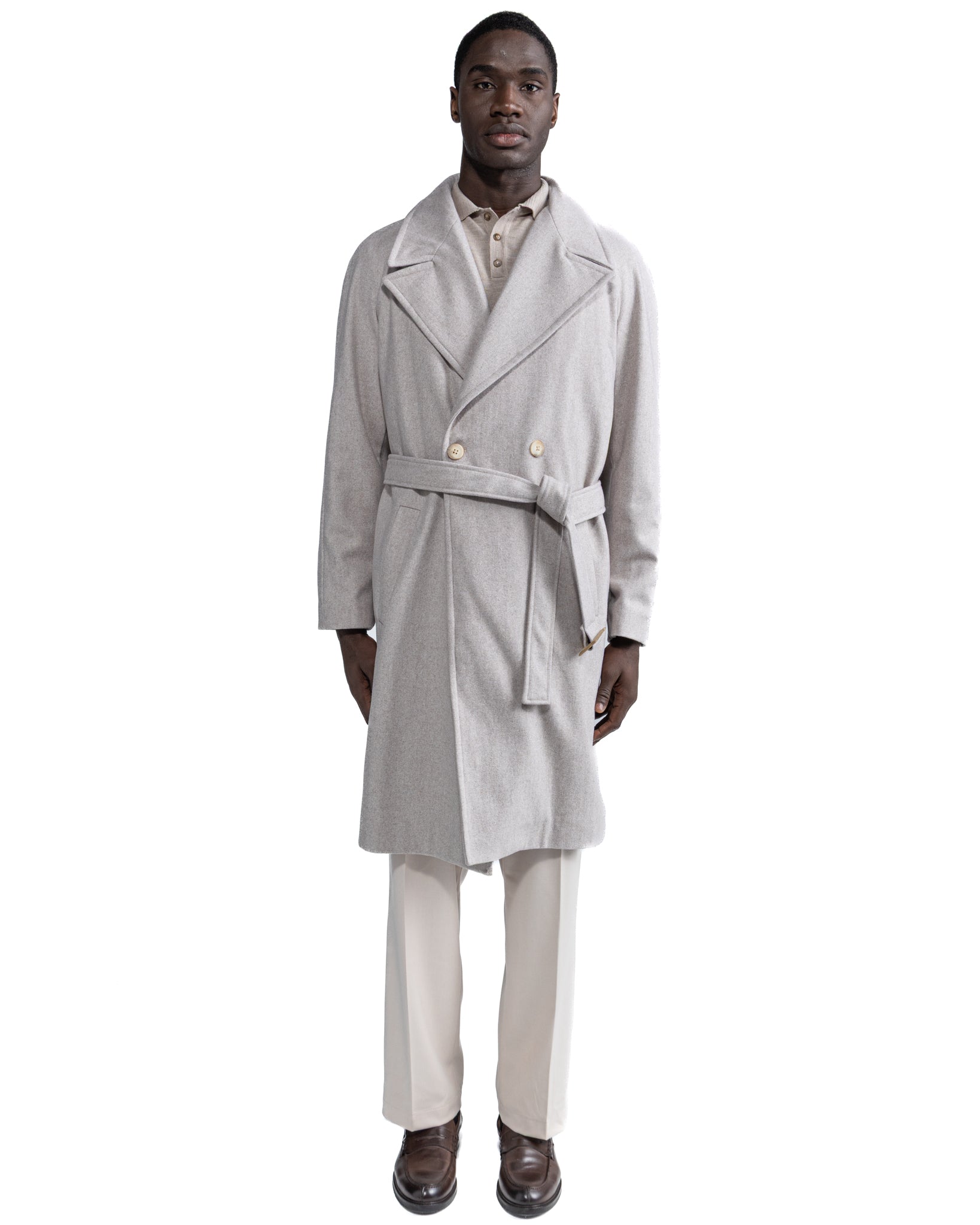 Freud long coat in beige flannel