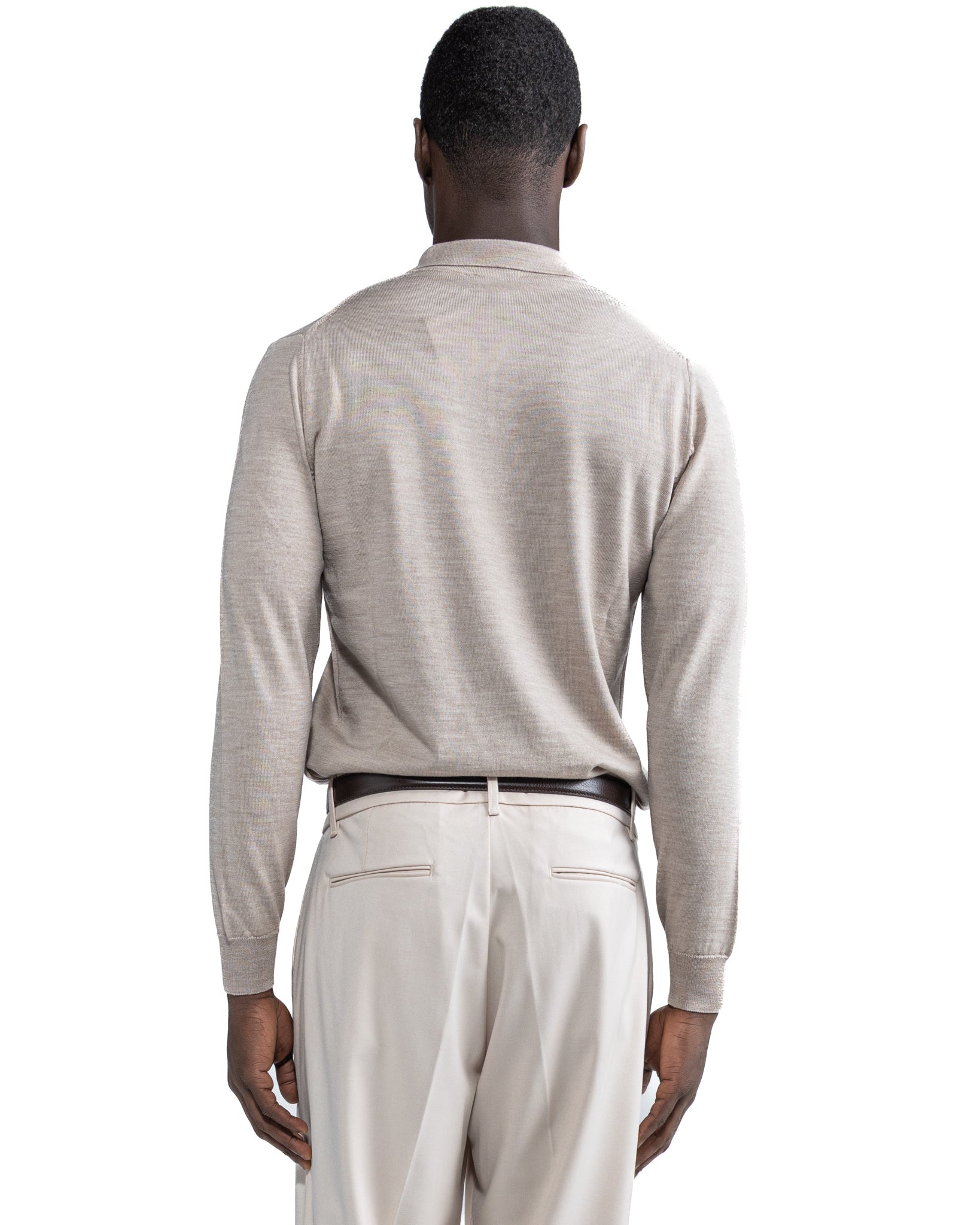 Beige Tiger Cashmere Blend Polo