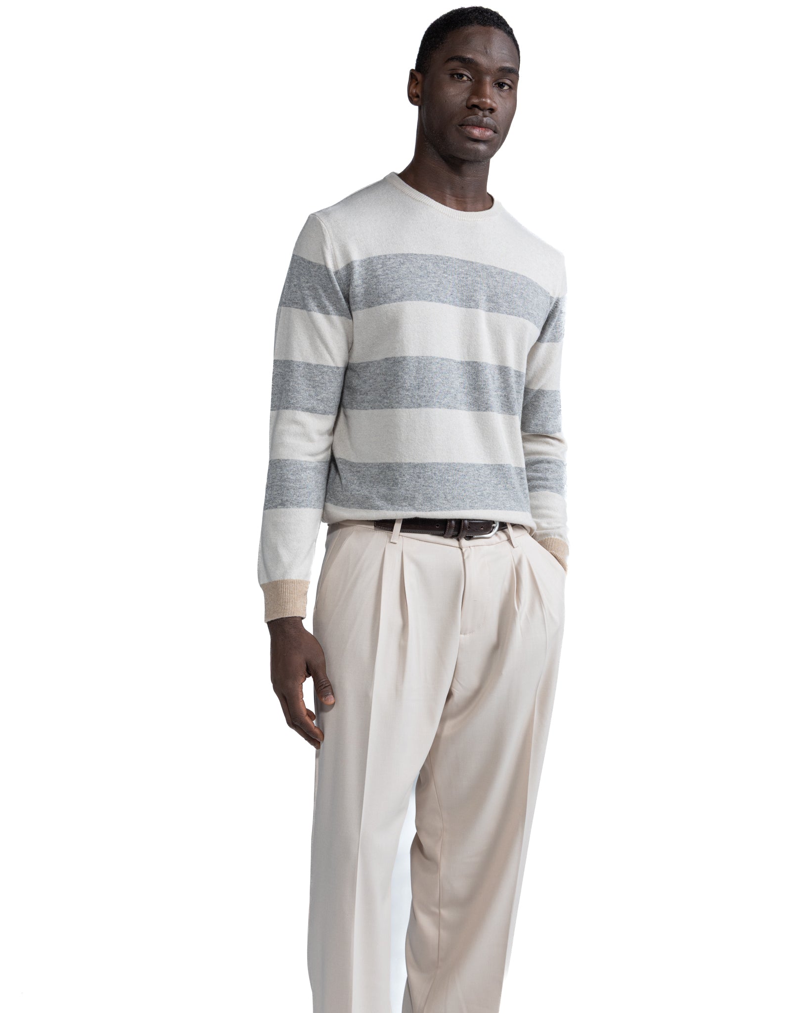 Lens Diamond Crewneck in Grey Cashmere Blend