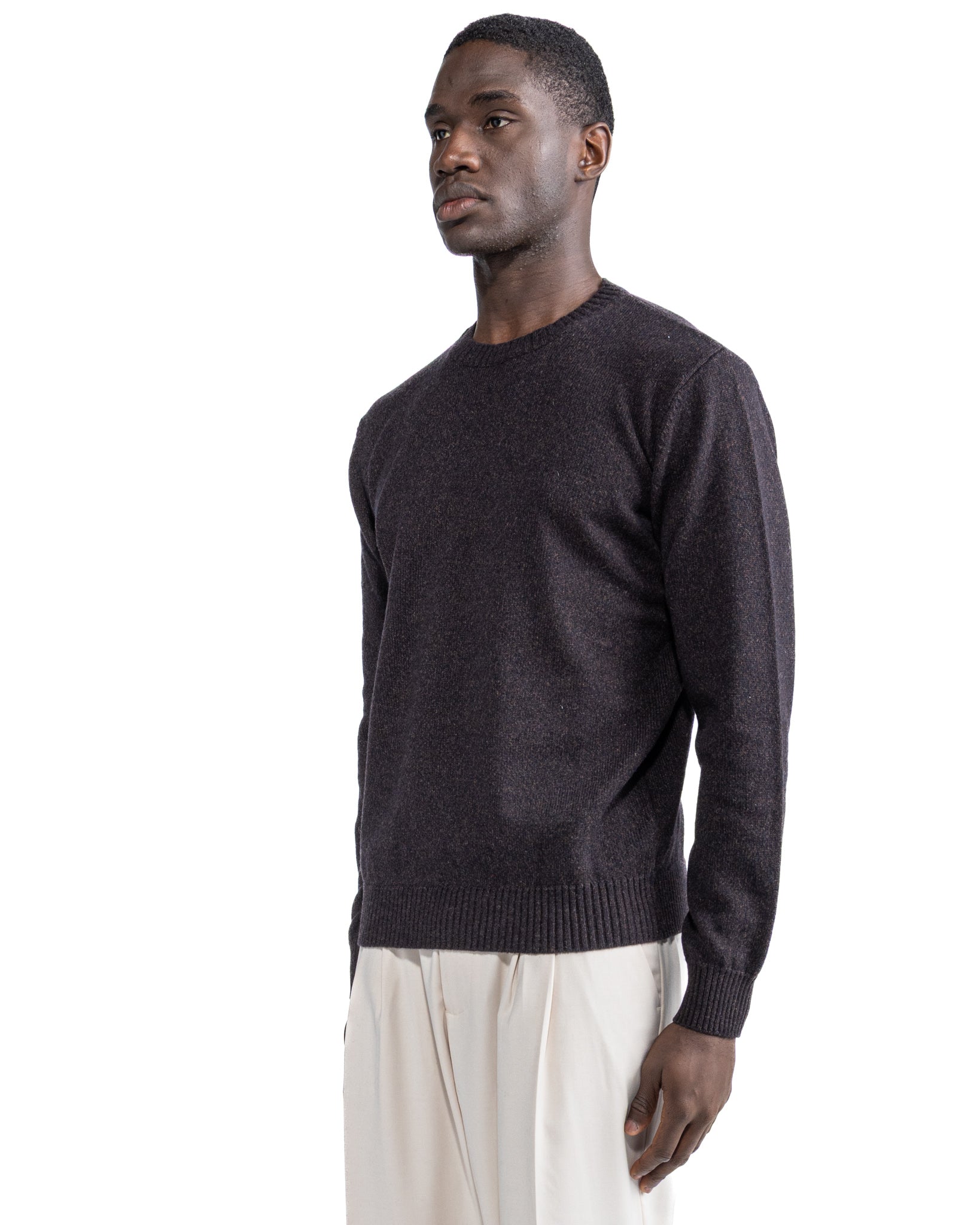 Willie crewneck in dark bouclè