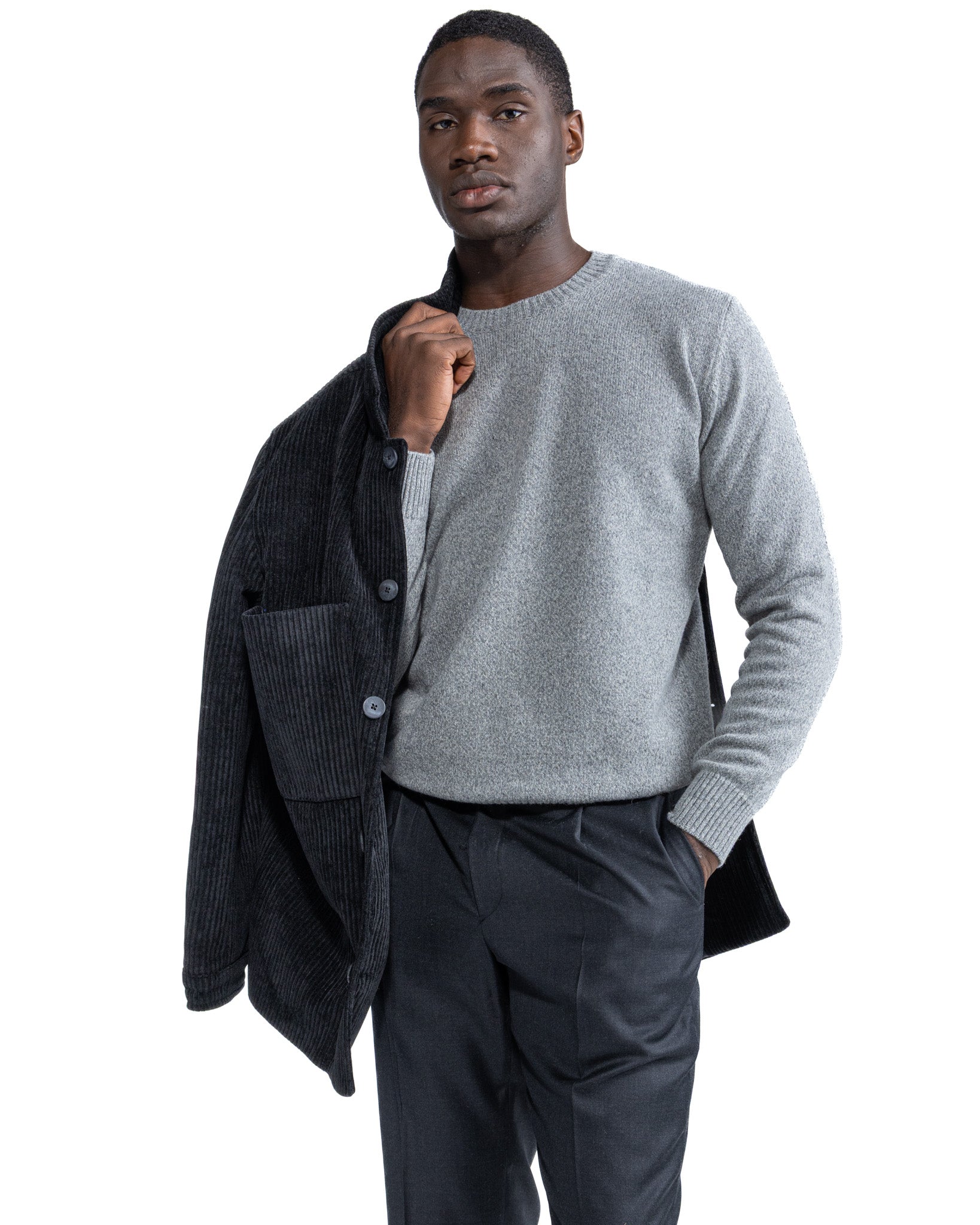 Willie crewneck in grey boucle