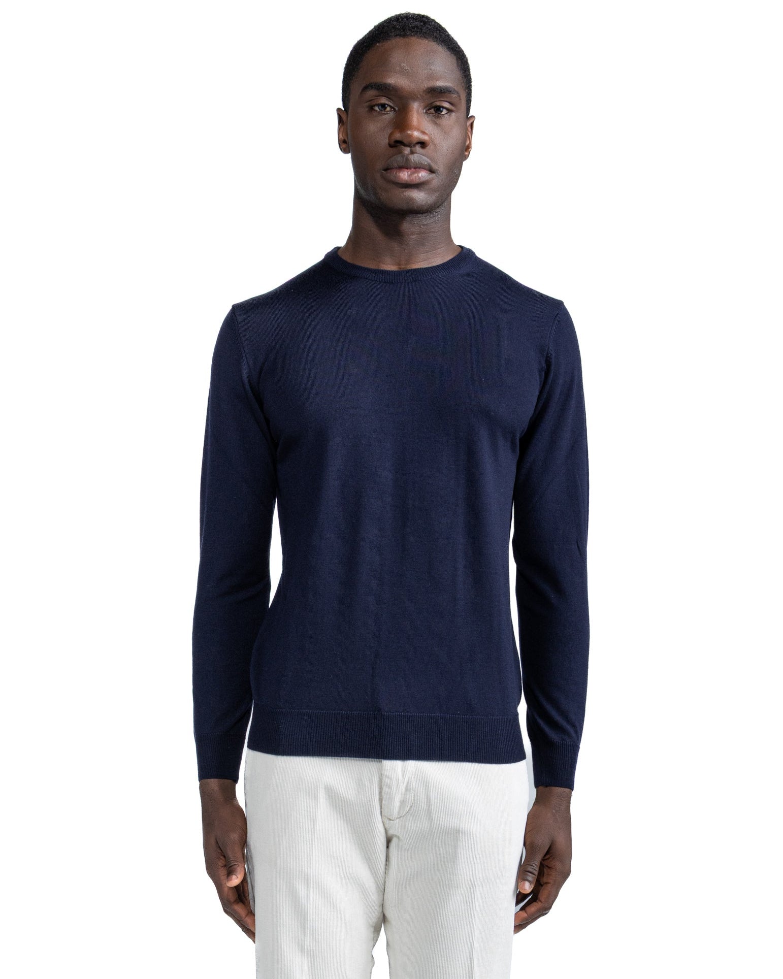 Furore crewneck in merino wool Tollegno blue
