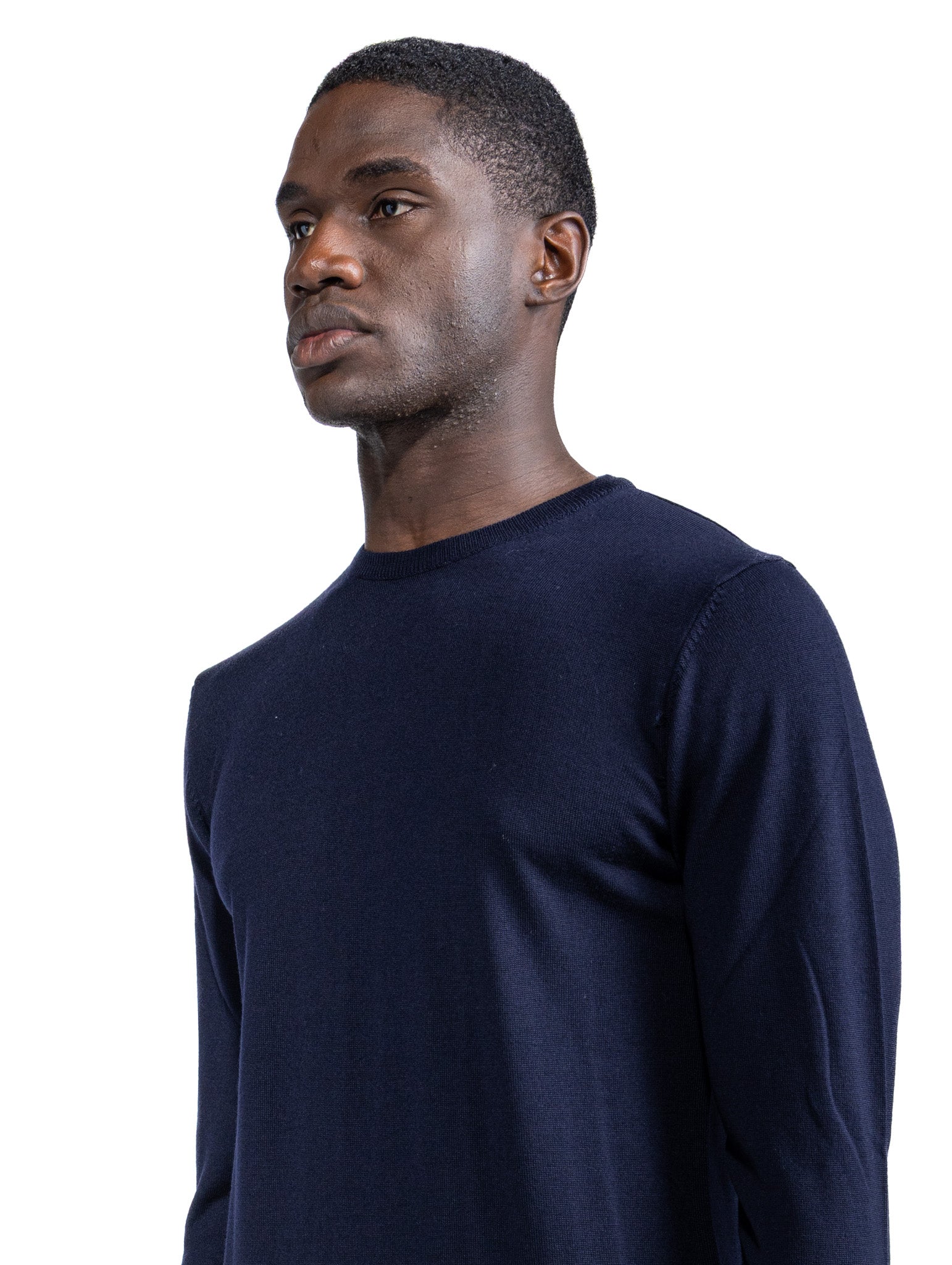 Furore crewneck in merino wool Tollegno blue