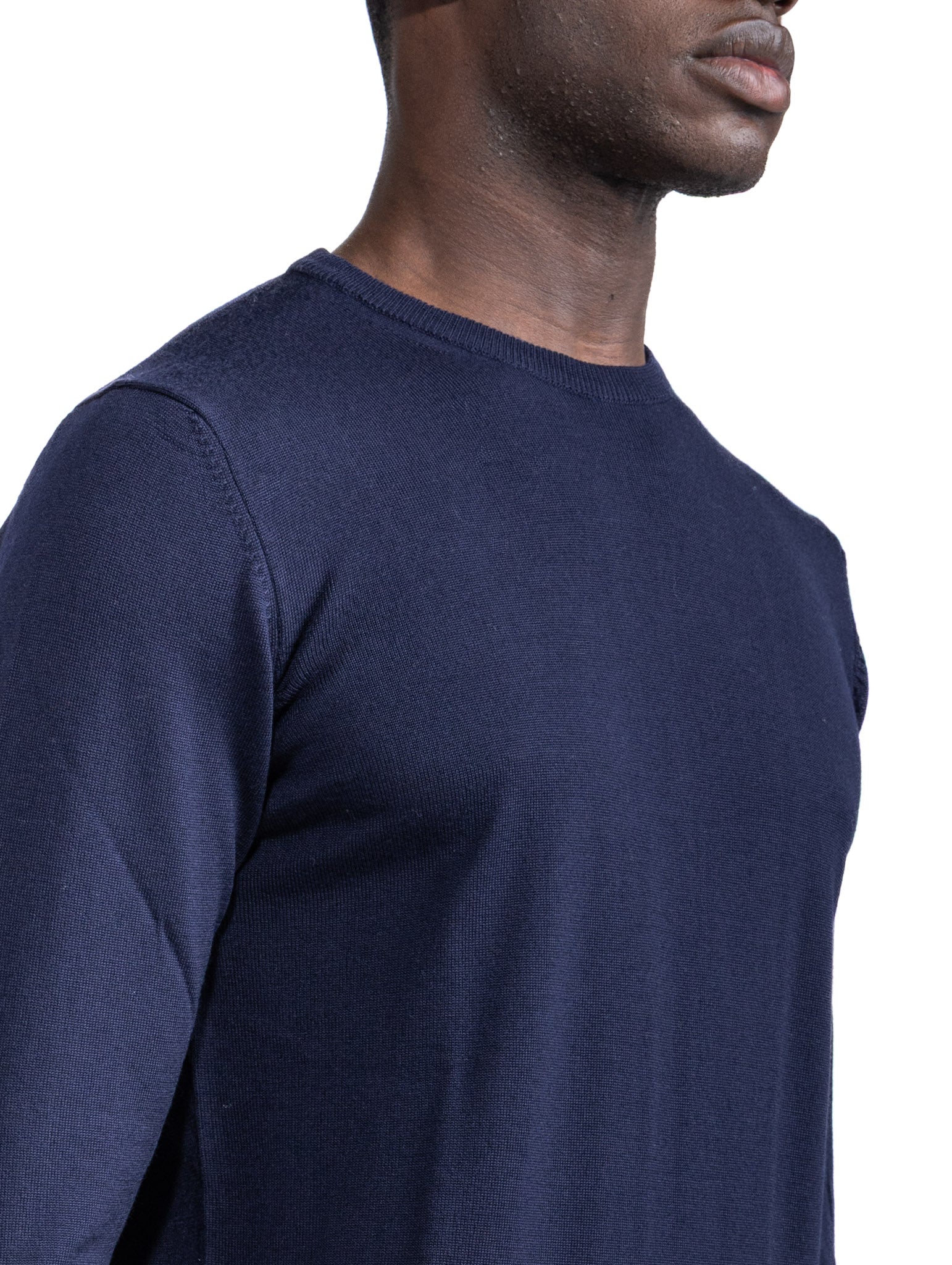 Furore crewneck in merino wool Tollegno blue