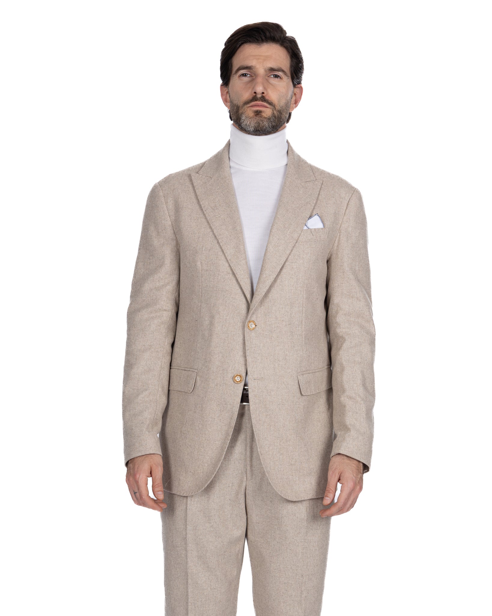 Robe en flanelle beige Olympus