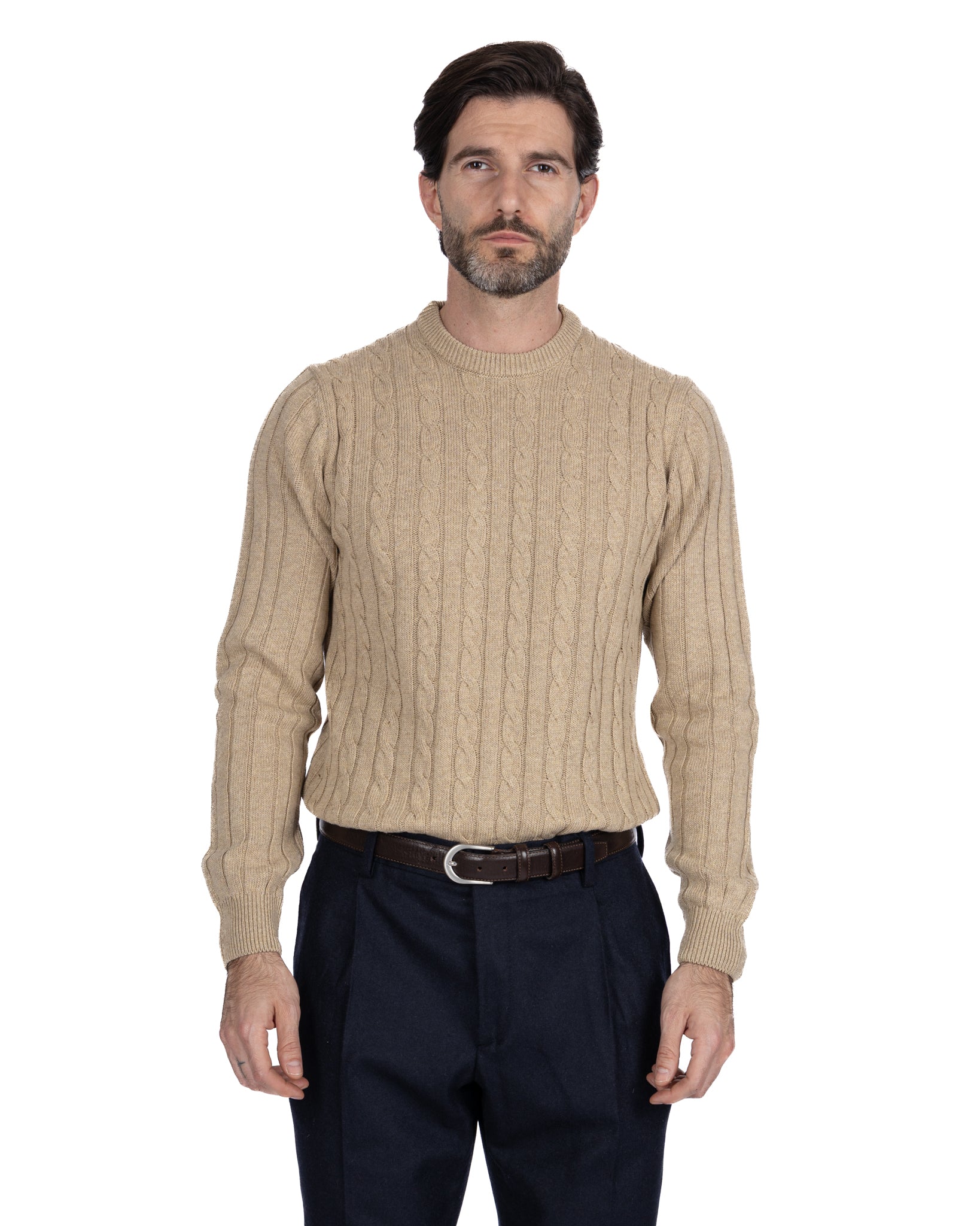 Collier ras du cou tressé beige Tambora