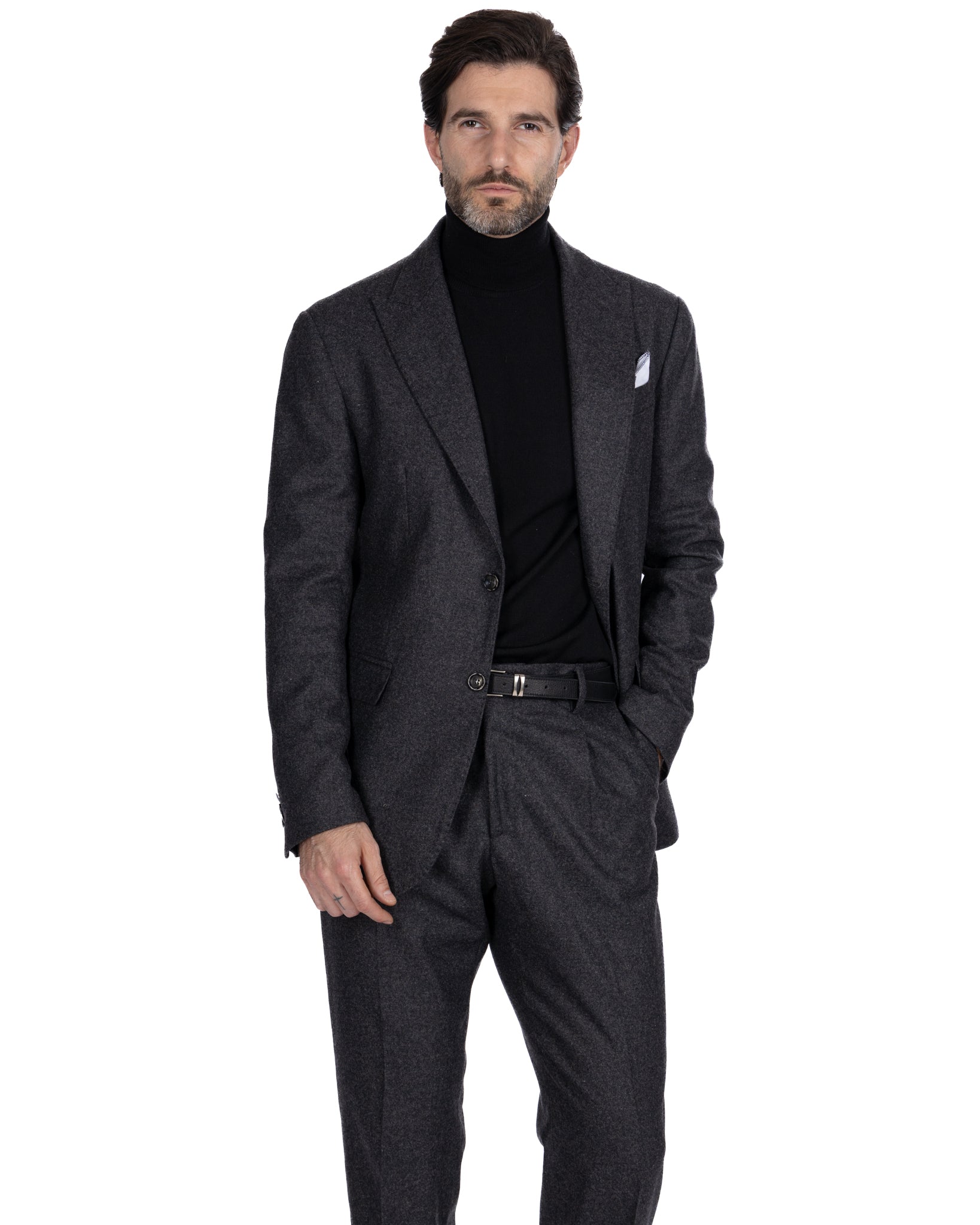 Robe Olympus en flanelle anthracite