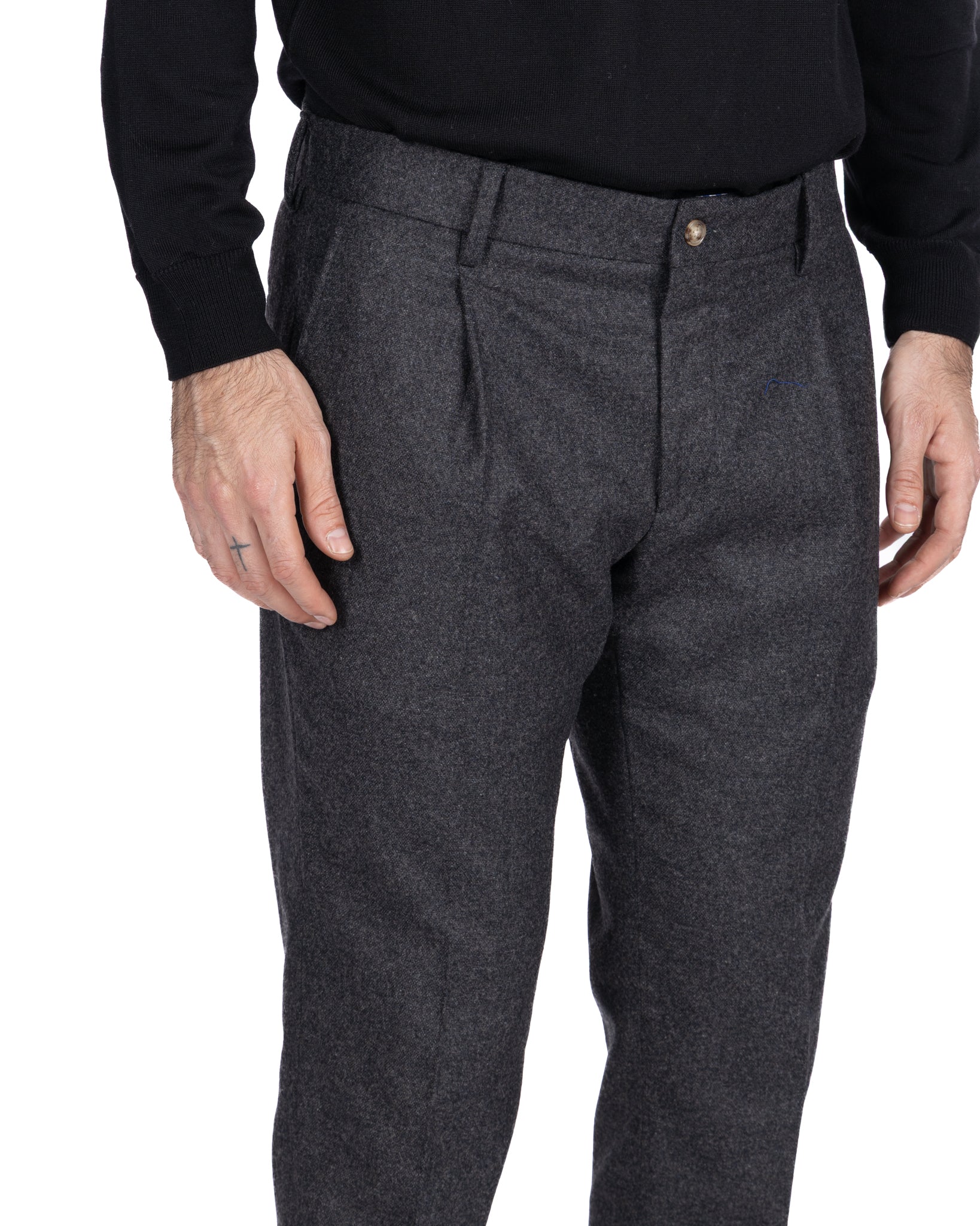 Leica Band Trousers in Anthracite Flannel