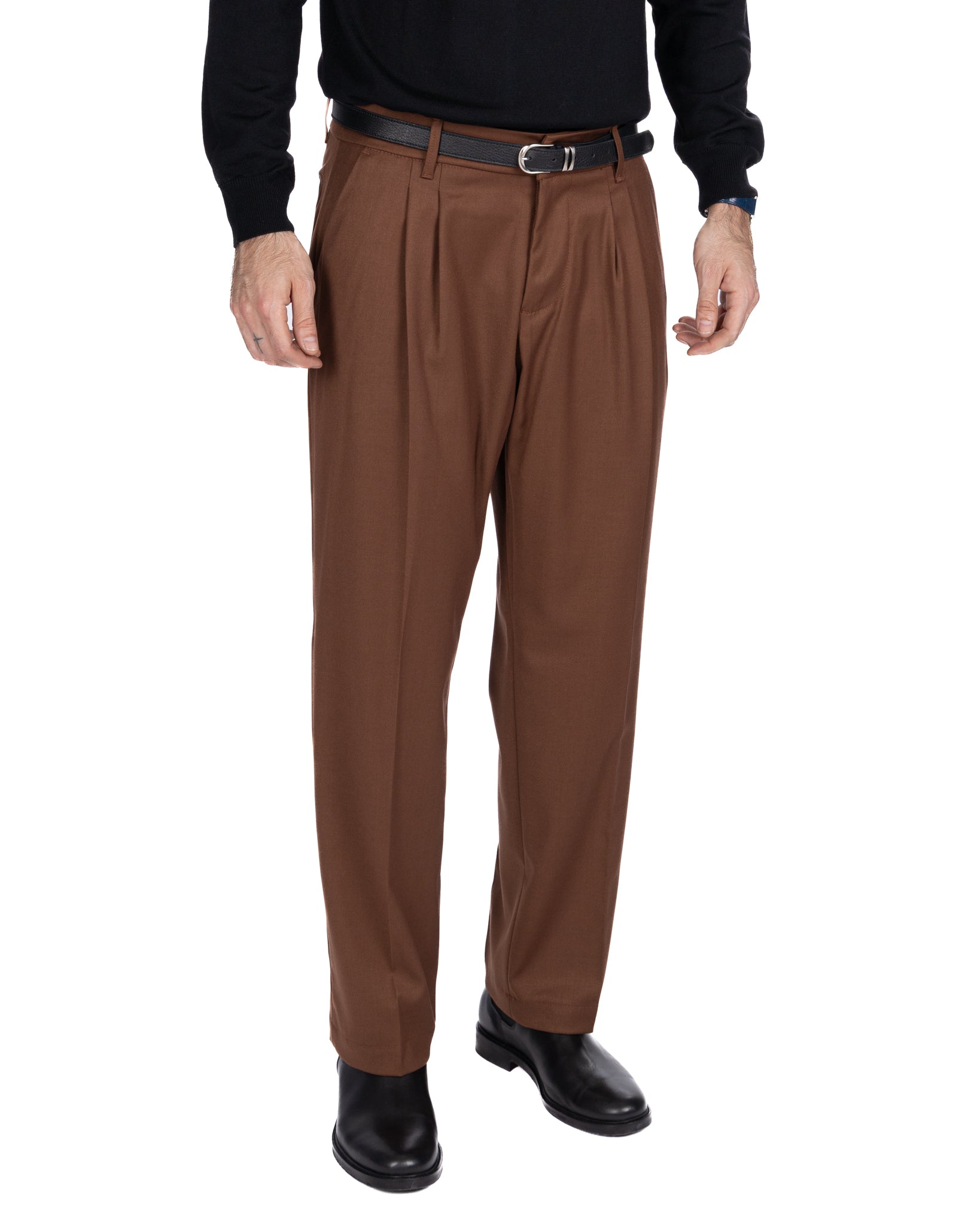 Pantalon large Kevin tabac