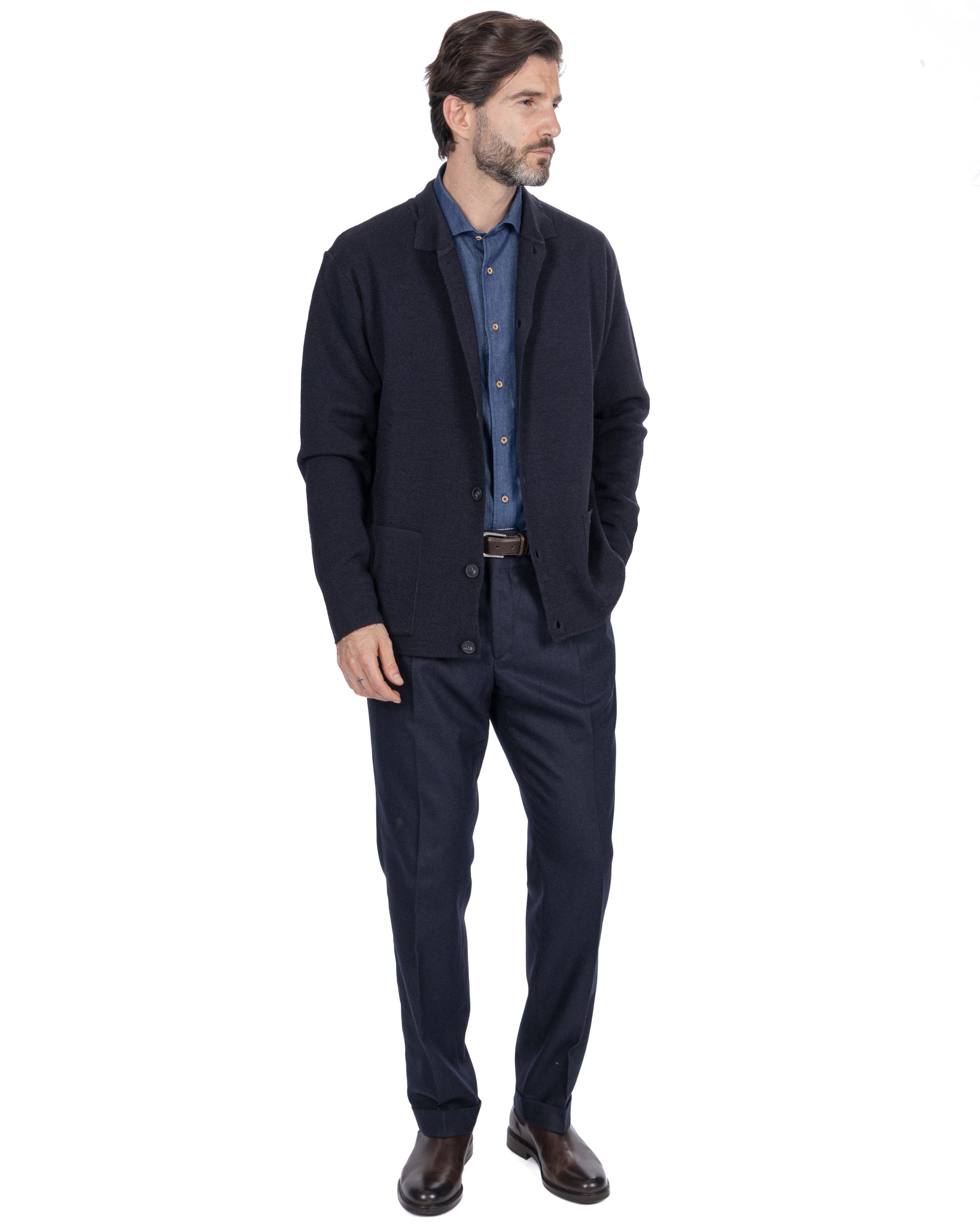 Veste tricotée Krakatoa bleue