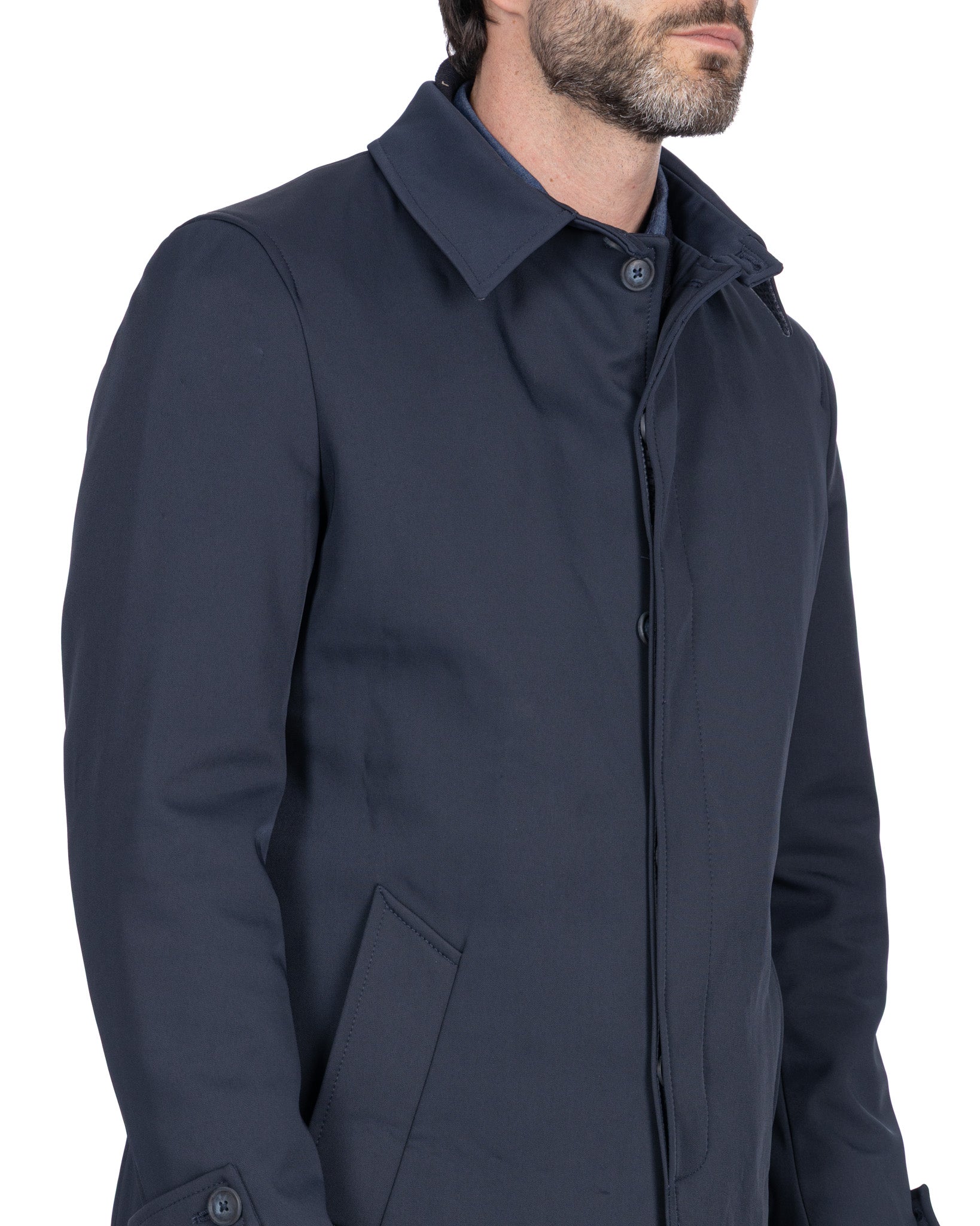 Tyler Technical Quilted Trench Coat in Blue