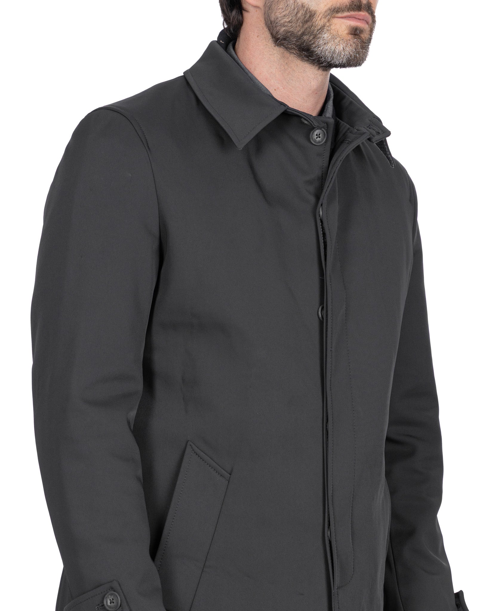 Tyler Technical Quilted Trench Coat in Black