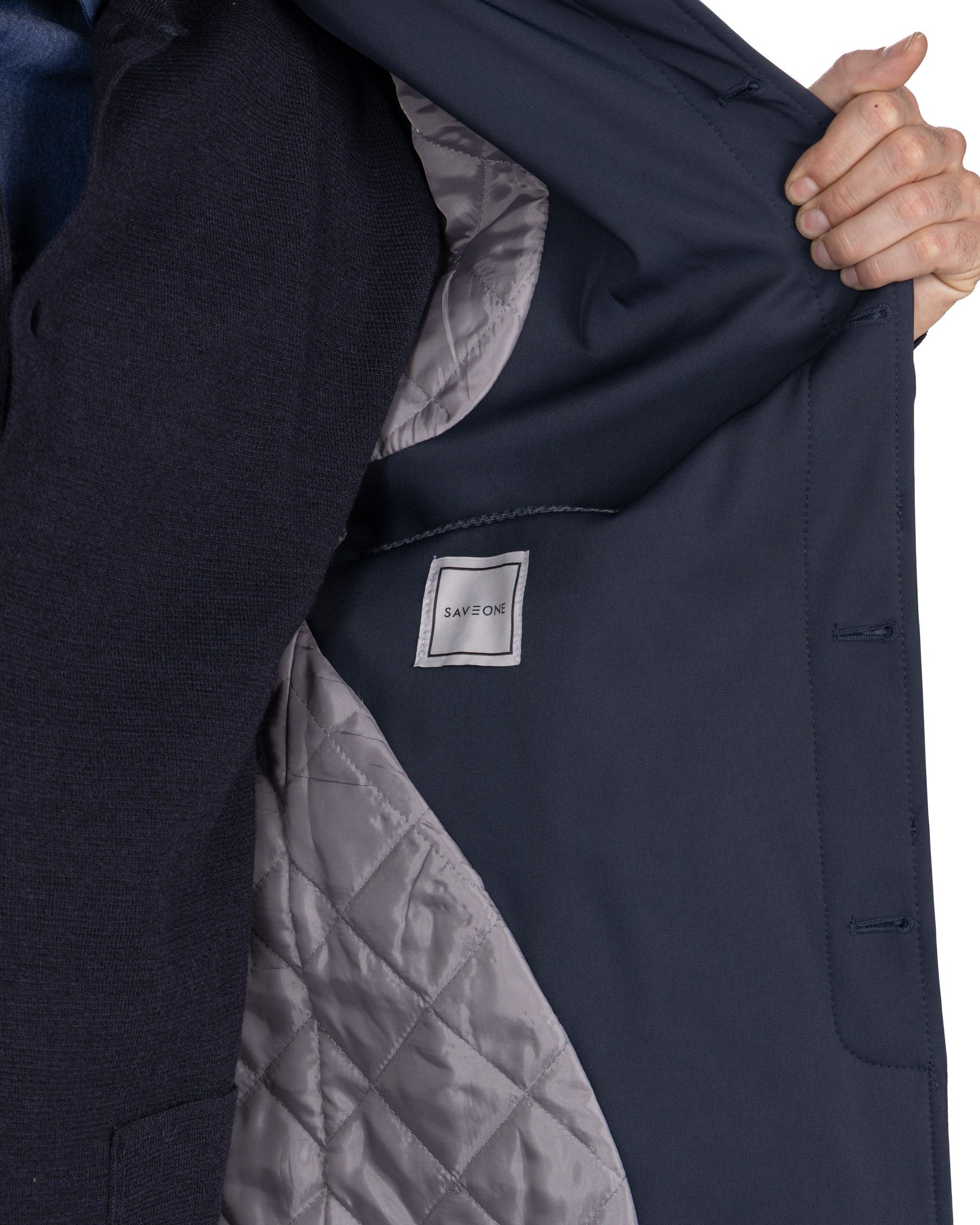 Tyler Technical Quilted Trench Coat in Blue