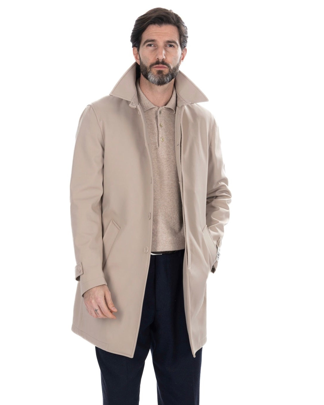 Tyler technical quilted trench coat in beige