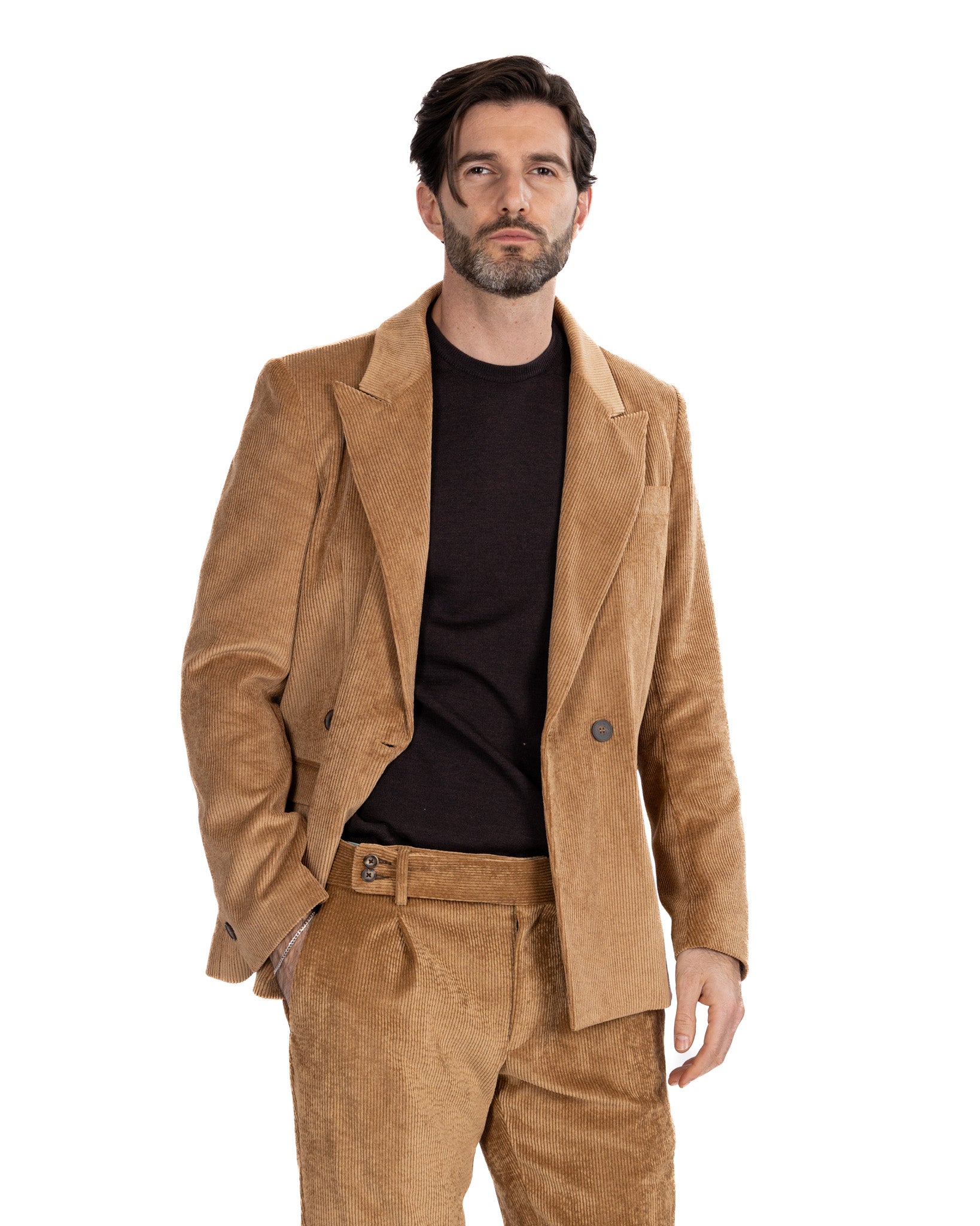 Giacca Bond in velluto cammello