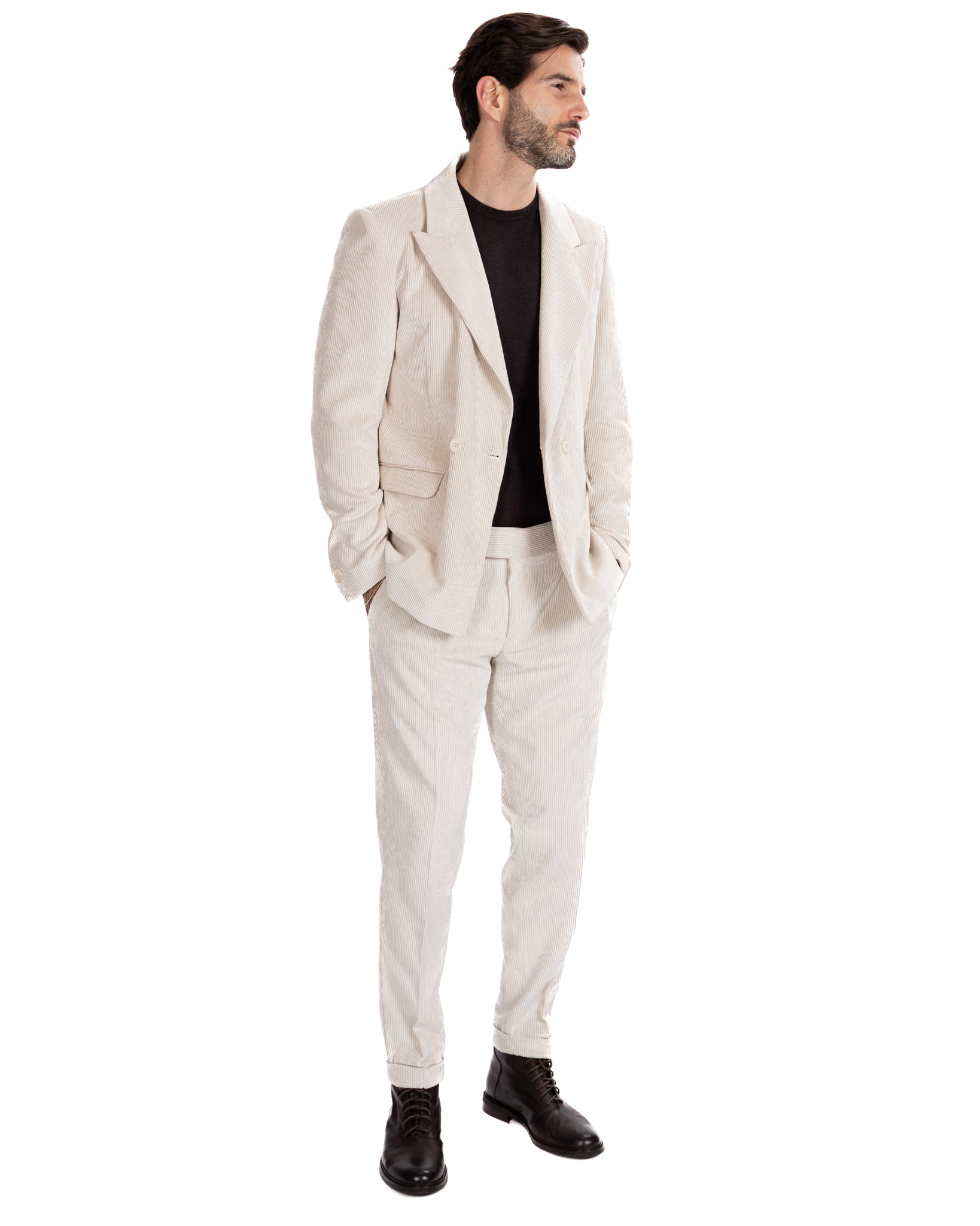 Giacca Bond in velluto panna